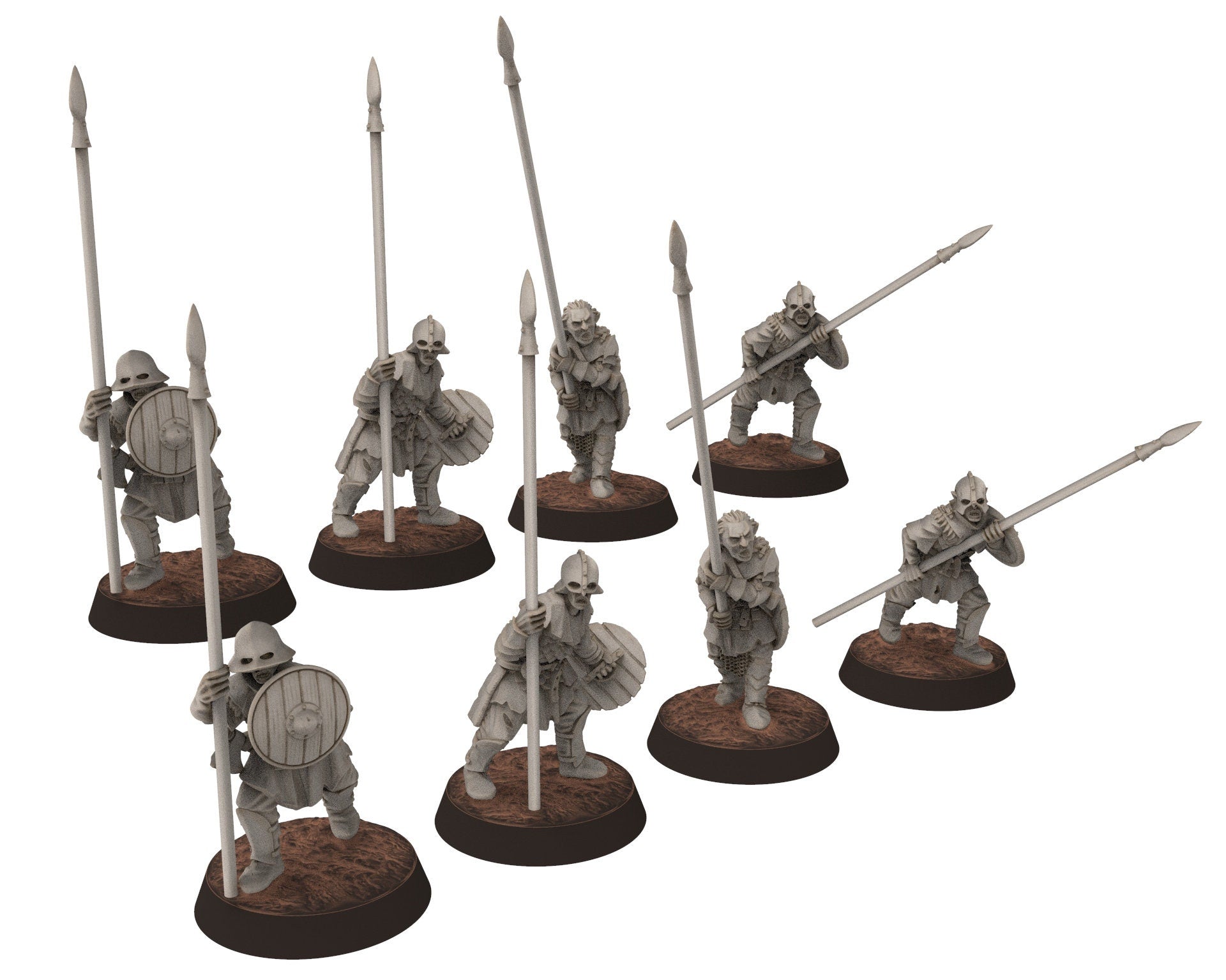 Orc horde - Orc with pikes, long spears, Orc warriors warband, Middle rings miniatures pour wargame D&D, Lotr... Medbury miniatures