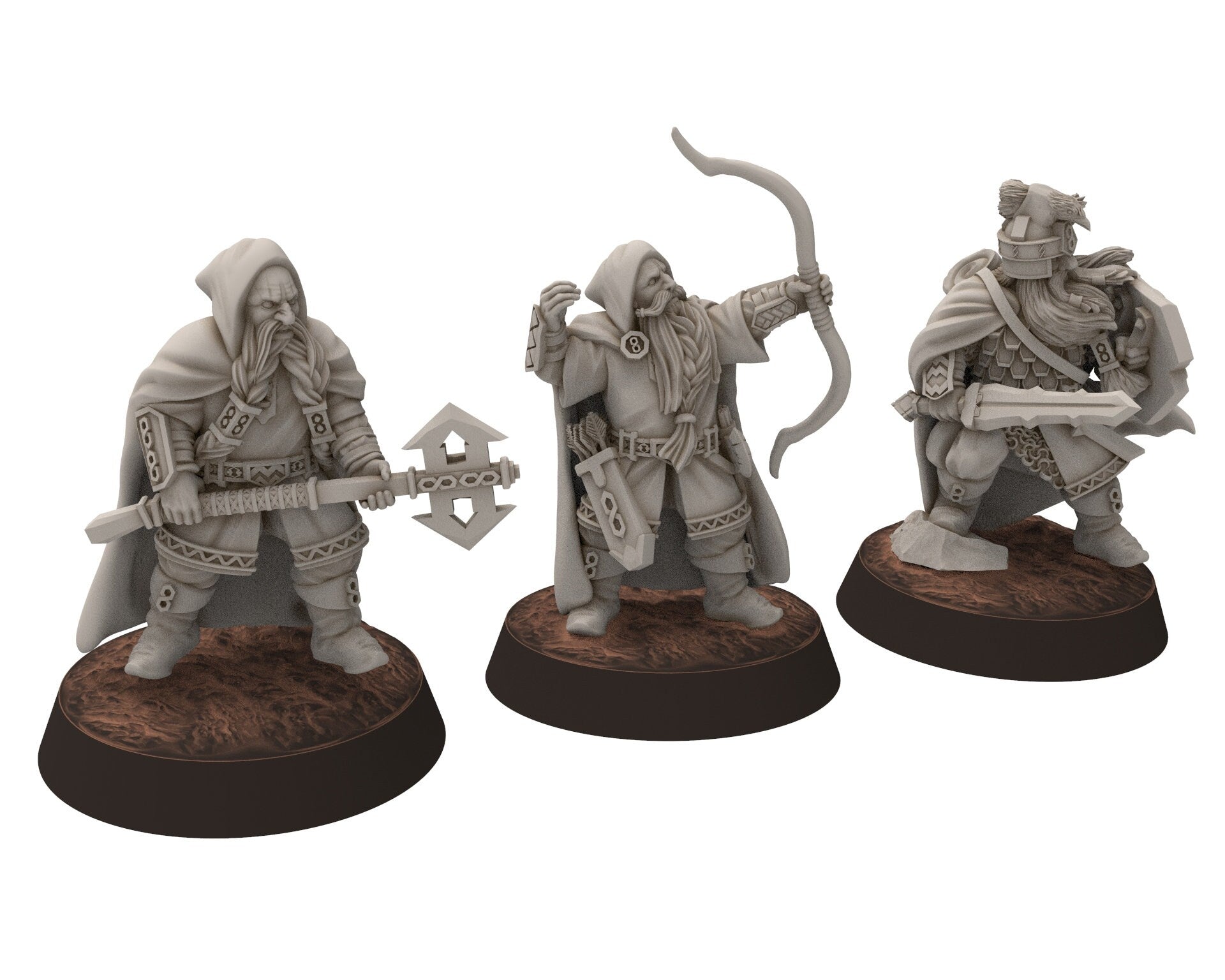 Dwarves - Gur-Adar Ranger Dwarves infantry warriors bow axes swords middle rings, The Dwarfs of The Mountains, for Lotr, Khurzluk Miniatures