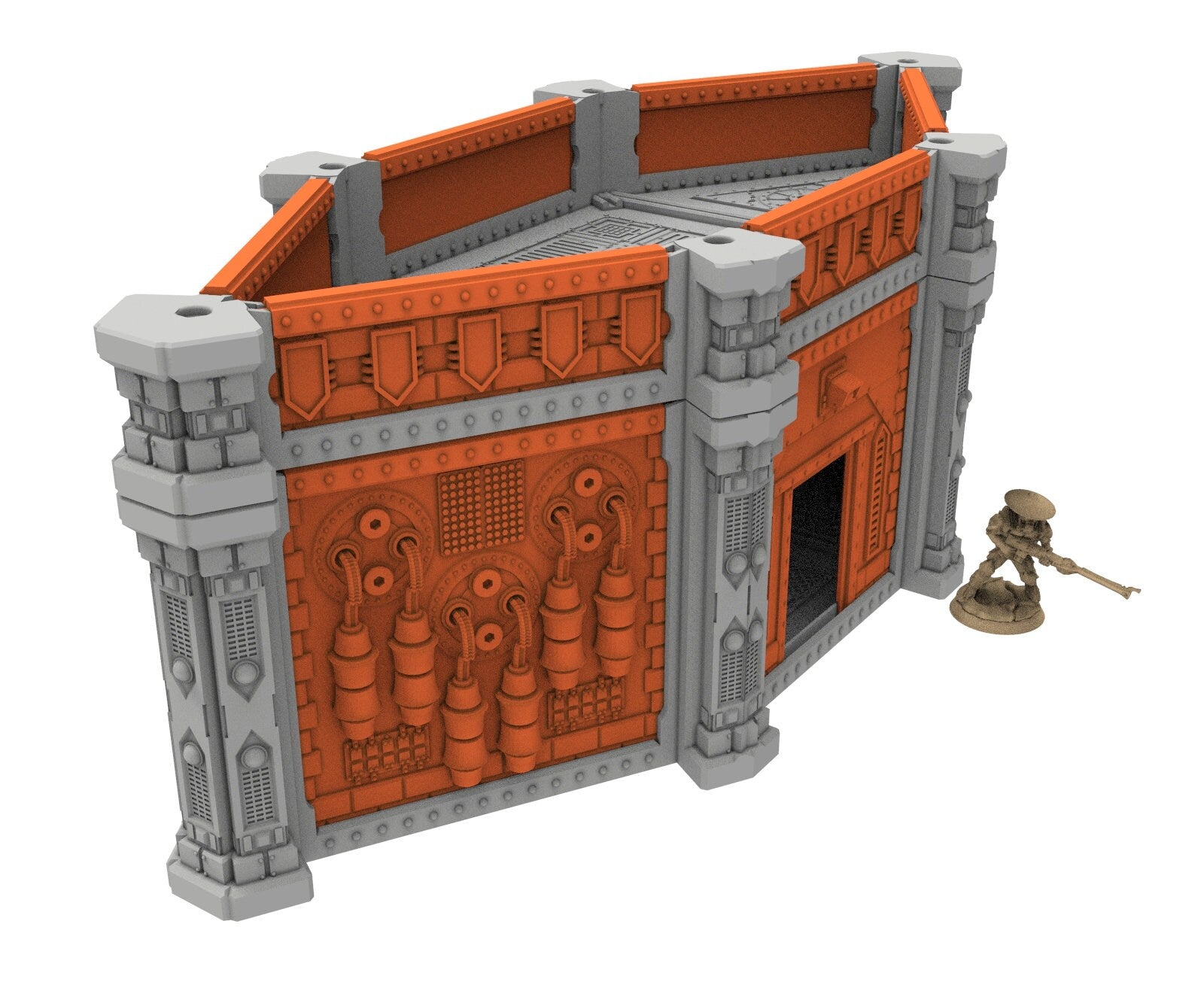 Industrial building printed in PLA and resin usable for warmachine, Damocles, One Page Rule, Firefight, infinity, scifi wargame...