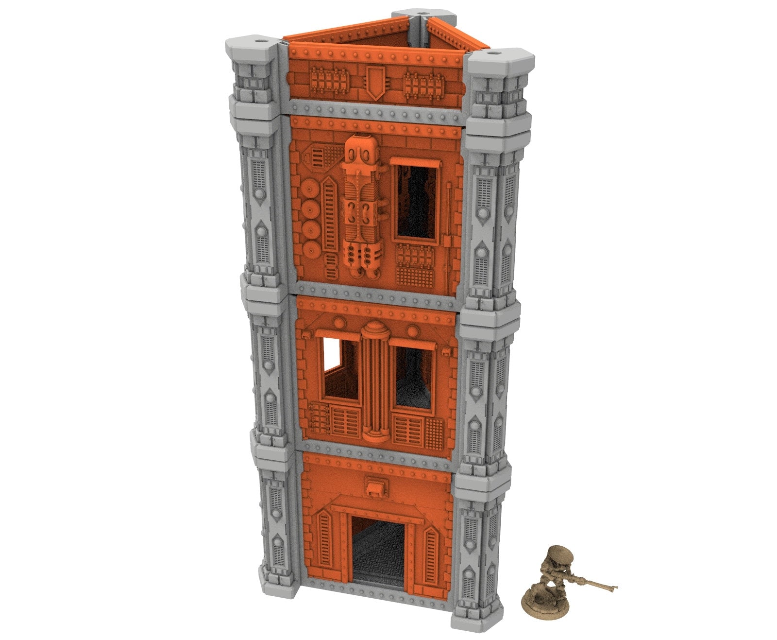 Industrial building printed in PLA and resin usable for warmachine, infinity, One Page Rules, Firefight, Damocles, scifi wargame...