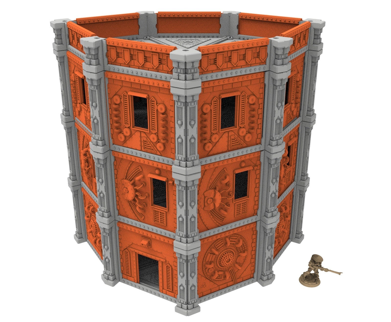 Industrial building printed in PLA and resin usable for warmachine, Damocles, One Page Rule, Firefight, infinity, scifi wargame...