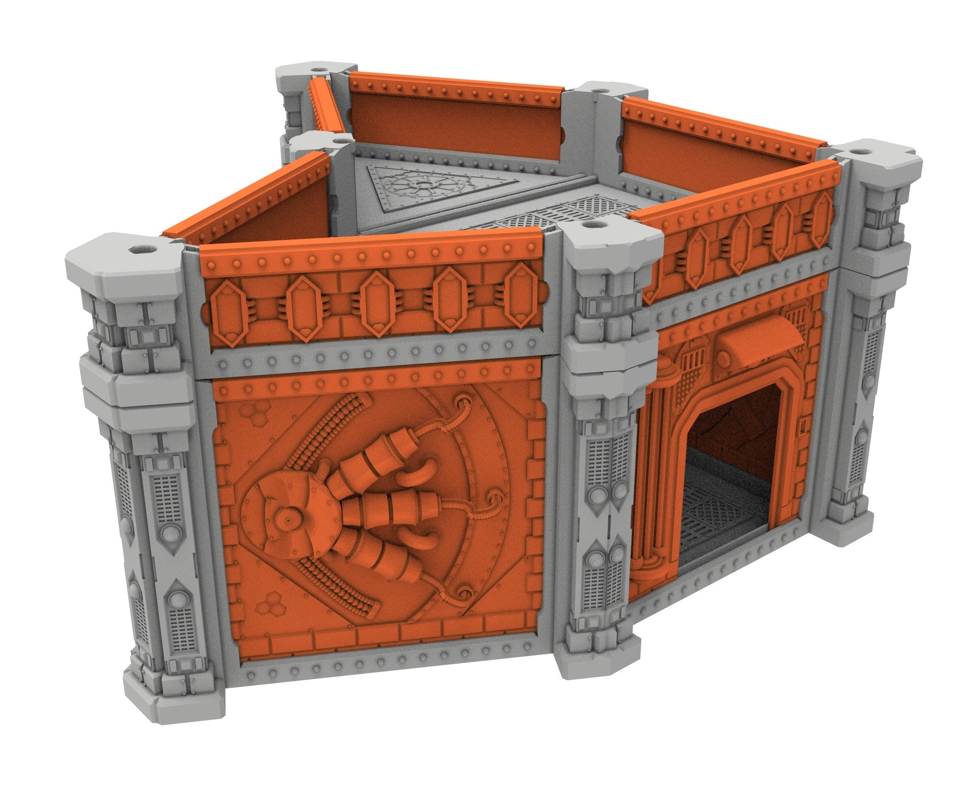 Industrial building printed in PLA and resin usable for warmachine, Damocles, One Page Rule, Firefight, infinity, scifi wargame...