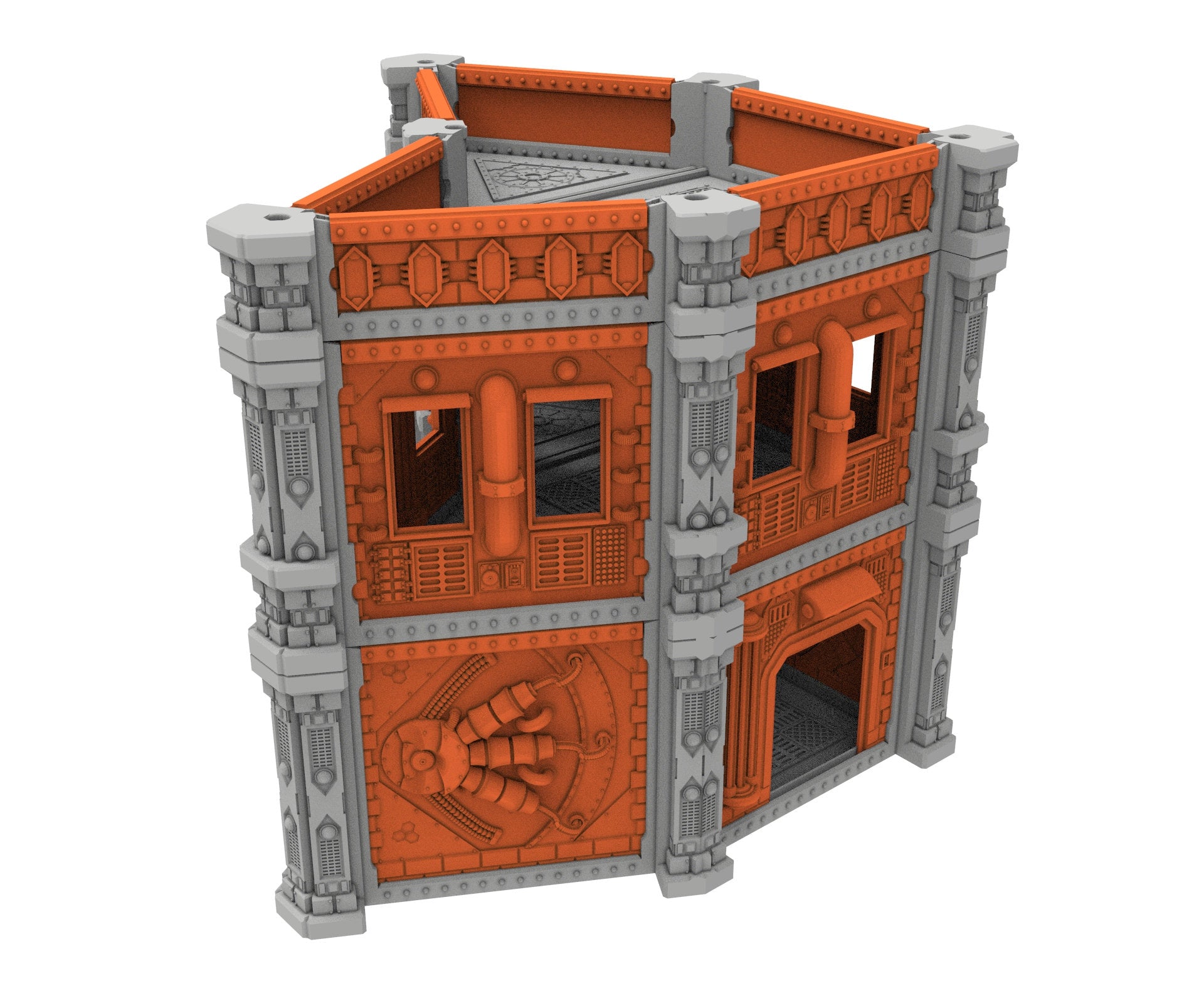 Industrial building printed in PLA and resin usable for warmachine, Damocles, One Page Rule, Firefight, infinity, scifi wargame...