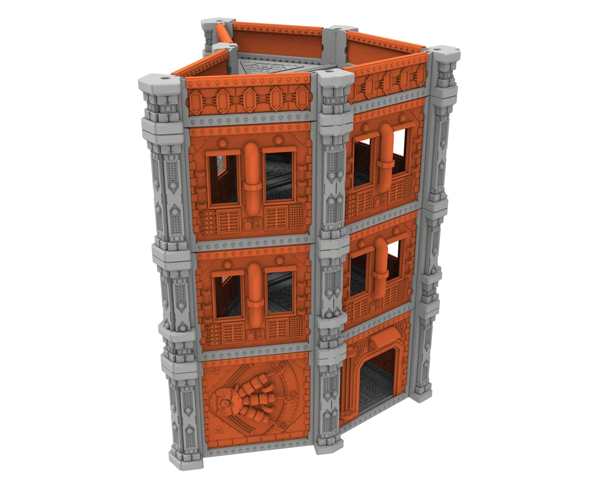 Industrial building printed in PLA and resin usable for warmachine, Damocles, One Page Rule, Firefight, infinity, scifi wargame...