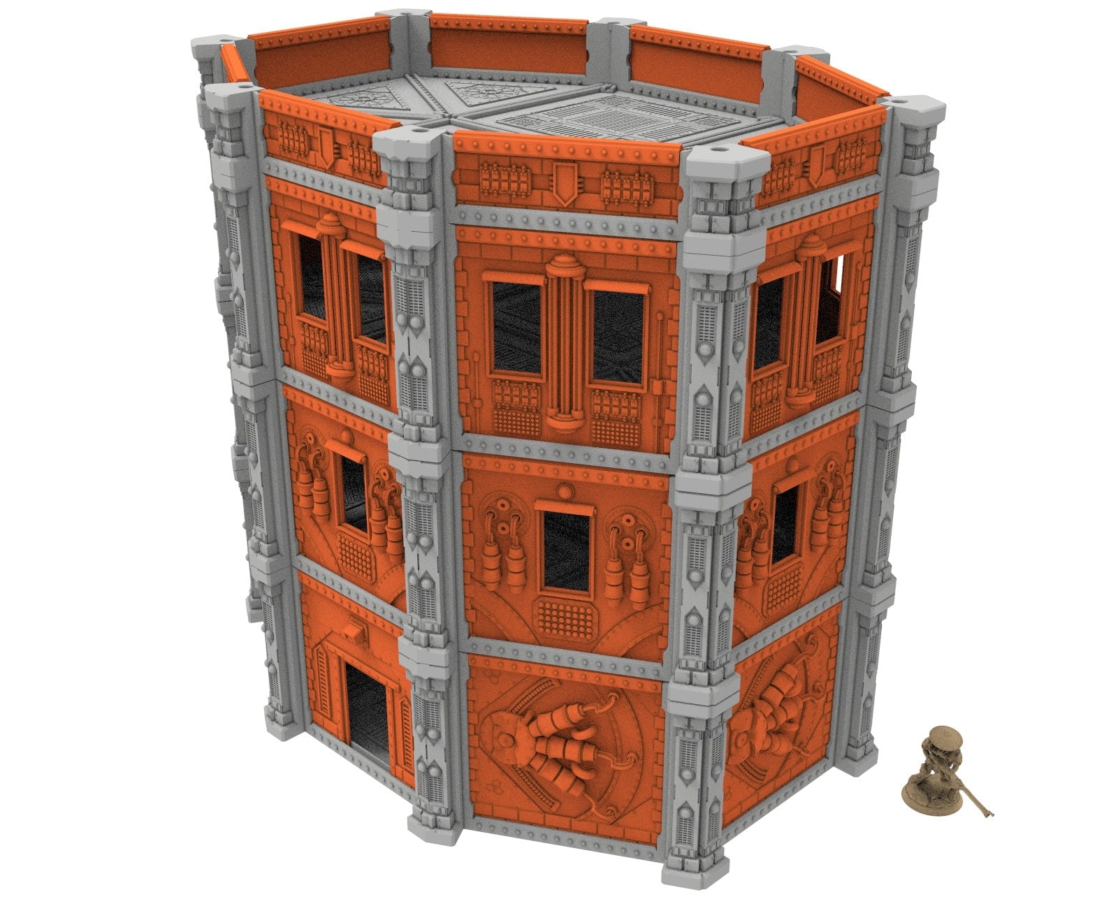 Industrial building printed in PLA and resin usable for warmachine, Damocles, One Page Rule, Firefight, infinity, scifi wargame...