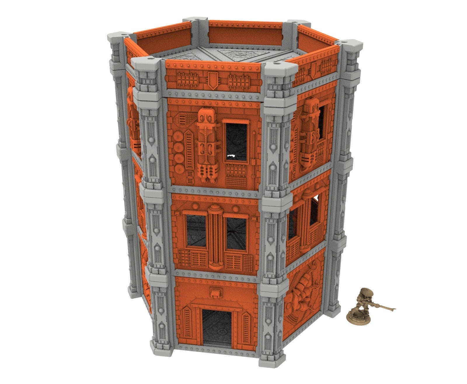 Industrial building printed in PLA and resin usable for warmachine, Damocles, One Page Rule, Firefight, infinity, scifi wargame...