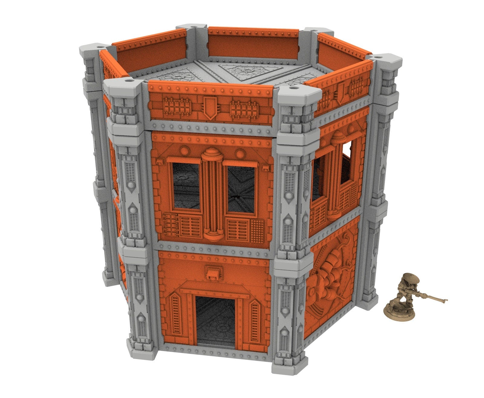 Industrial building printed in PLA and resin usable for warmachine, Damocles, One Page Rule, Firefight, infinity, scifi wargame...