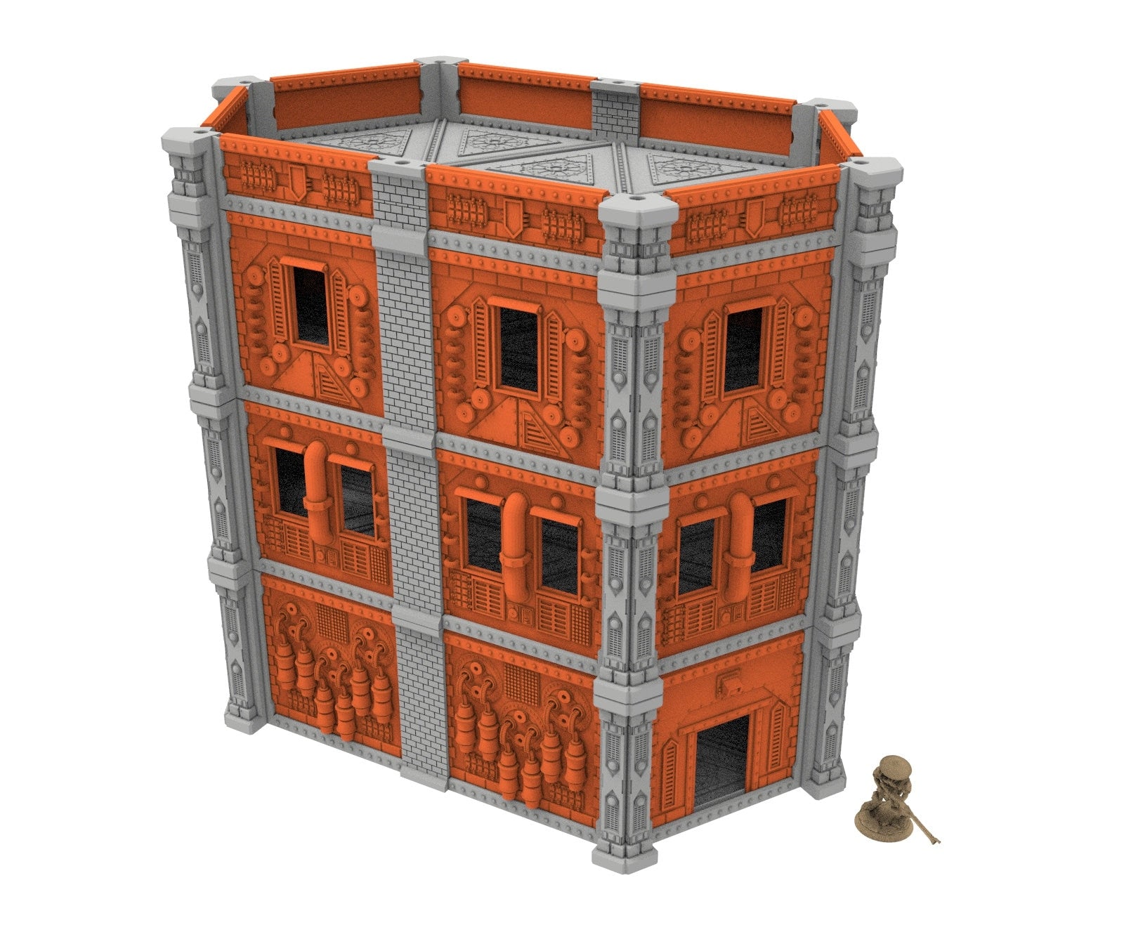 Industrial building printed in PLA and resin usable for warmachine, Damocles, One Page Rule, Firefight, infinity, scifi wargame...