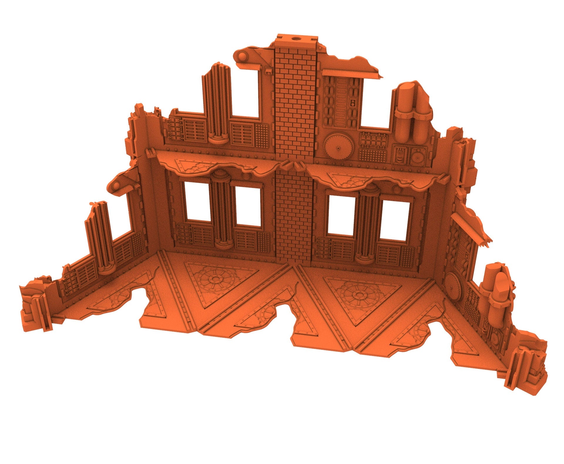 Industrial Ruined building printed in PLA and resin usable for warmachine, Damocles, One Page Rule, Firefight, infinity, scifi wargame...