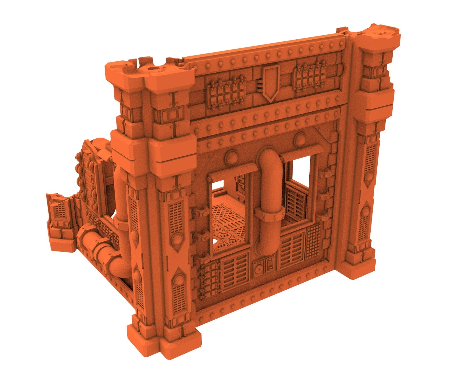 Industrial Ruined building printed in PLA and resin usable for warmachine, Damocles, One Page Rule, Firefight, infinity, scifi wargame...