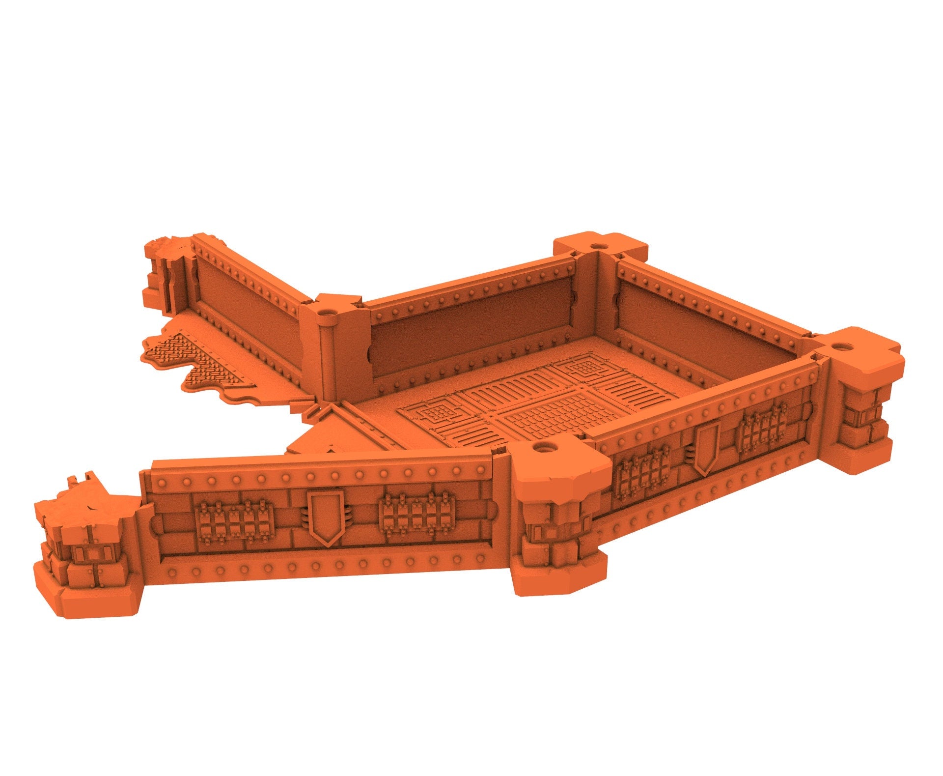 Industrial Ruined building printed in PLA and resin usable for warmachine, Damocles, One Page Rule, Firefight, infinity, scifi wargame...
