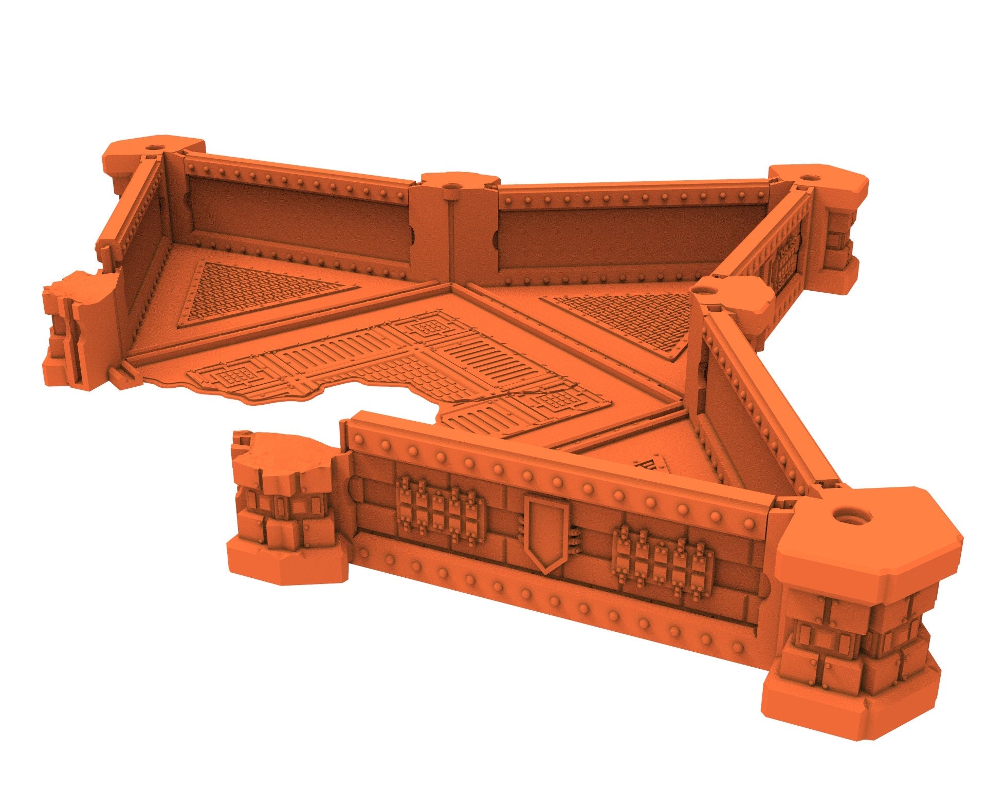 Industrial Ruined building printed in PLA and resin usable for warmachine, Damocles, One Page Rule, Firefight, infinity, scifi wargame...