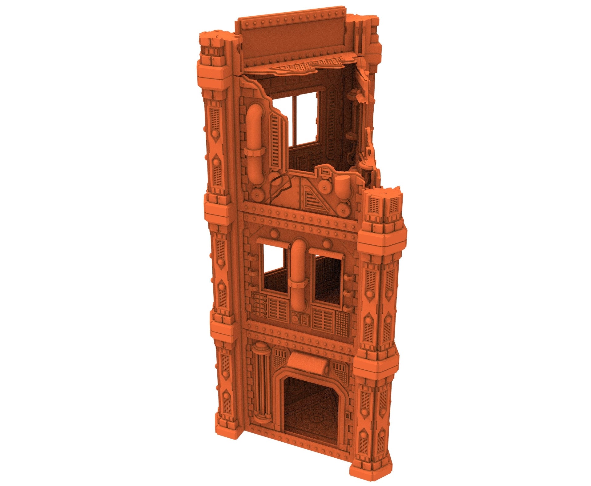 Industrial Ruined building printed in PLA and resin usable for warmachine, Damocles, One Page Rule, Firefight, infinity, scifi wargame...