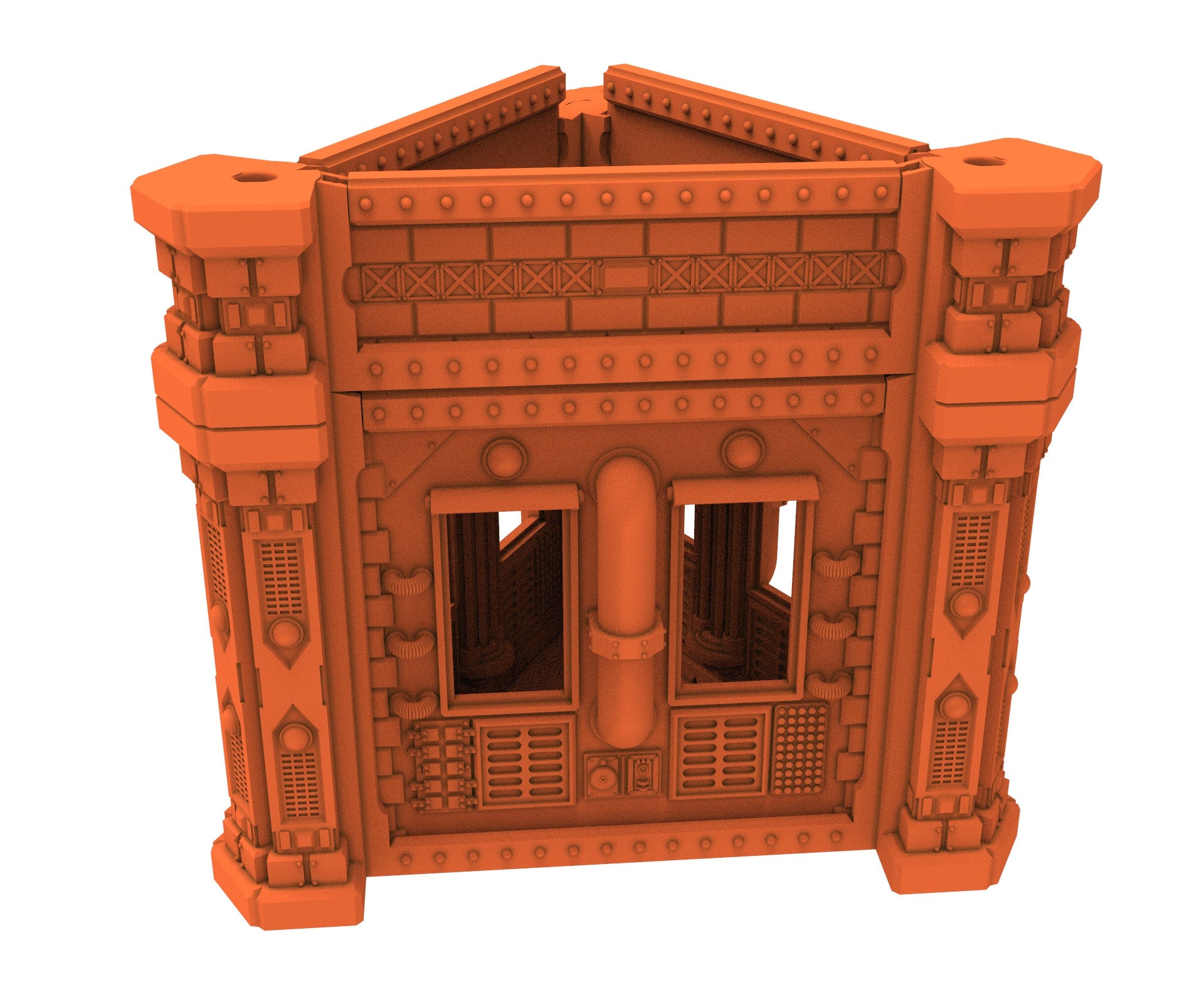 Industrial Ruined building printed in PLA and resin usable for warmachine, Damocles, One Page Rule, Firefight, infinity, scifi wargame...