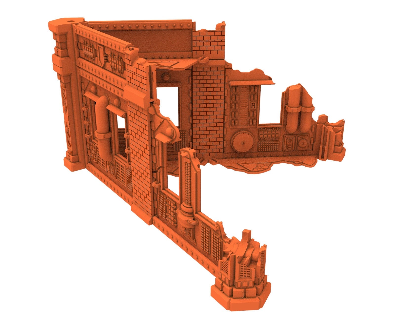Industrial Ruined building printed in PLA and resin usable for warmachine, Damocles, One Page Rule, Firefight, infinity, scifi wargame...