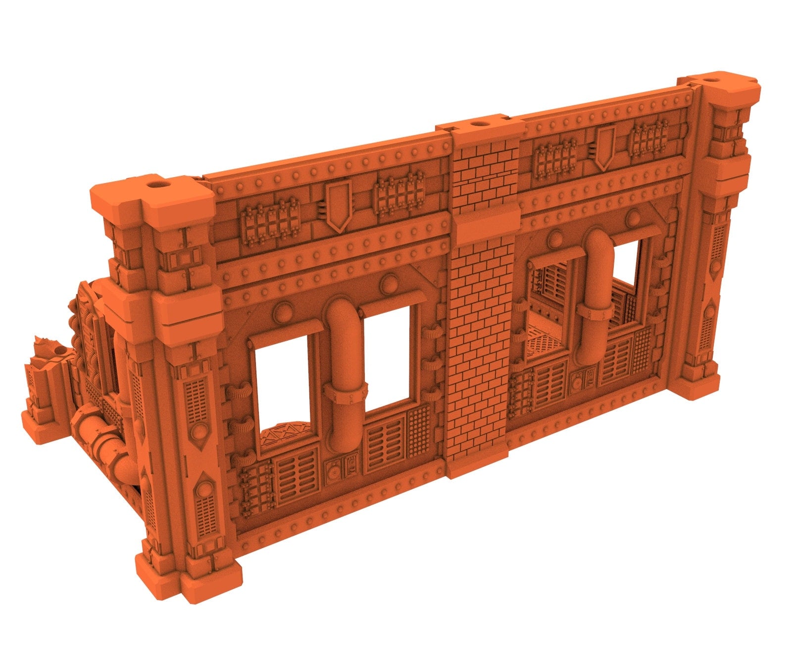 Industrial Ruined building printed in PLA and resin usable for warmachine, Damocles, One Page Rule, Firefight, infinity, scifi wargame...