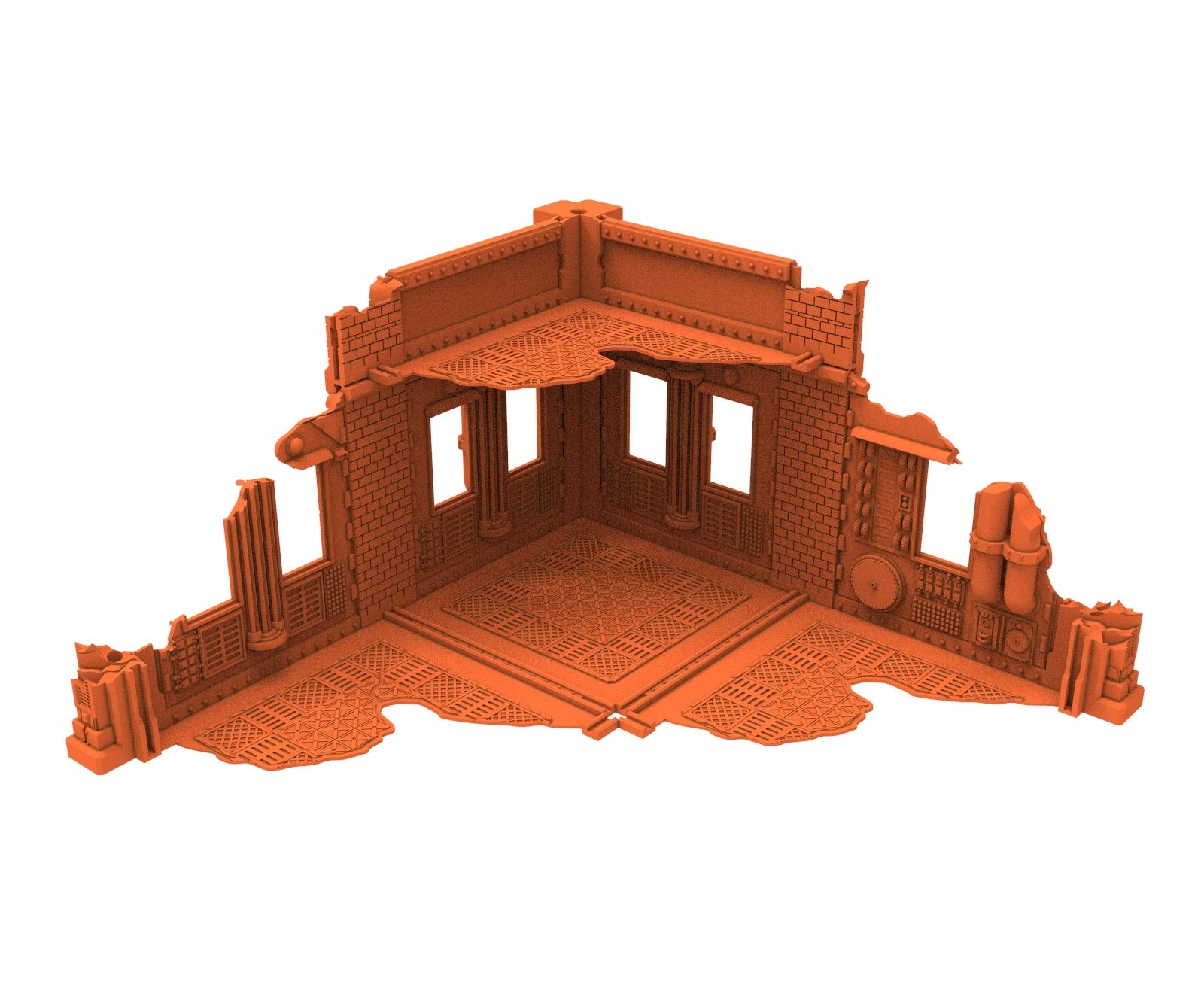 Industrial Ruined building printed in PLA and resin usable for warmachine, Damocles, One Page Rule, Firefight, infinity, scifi wargame...