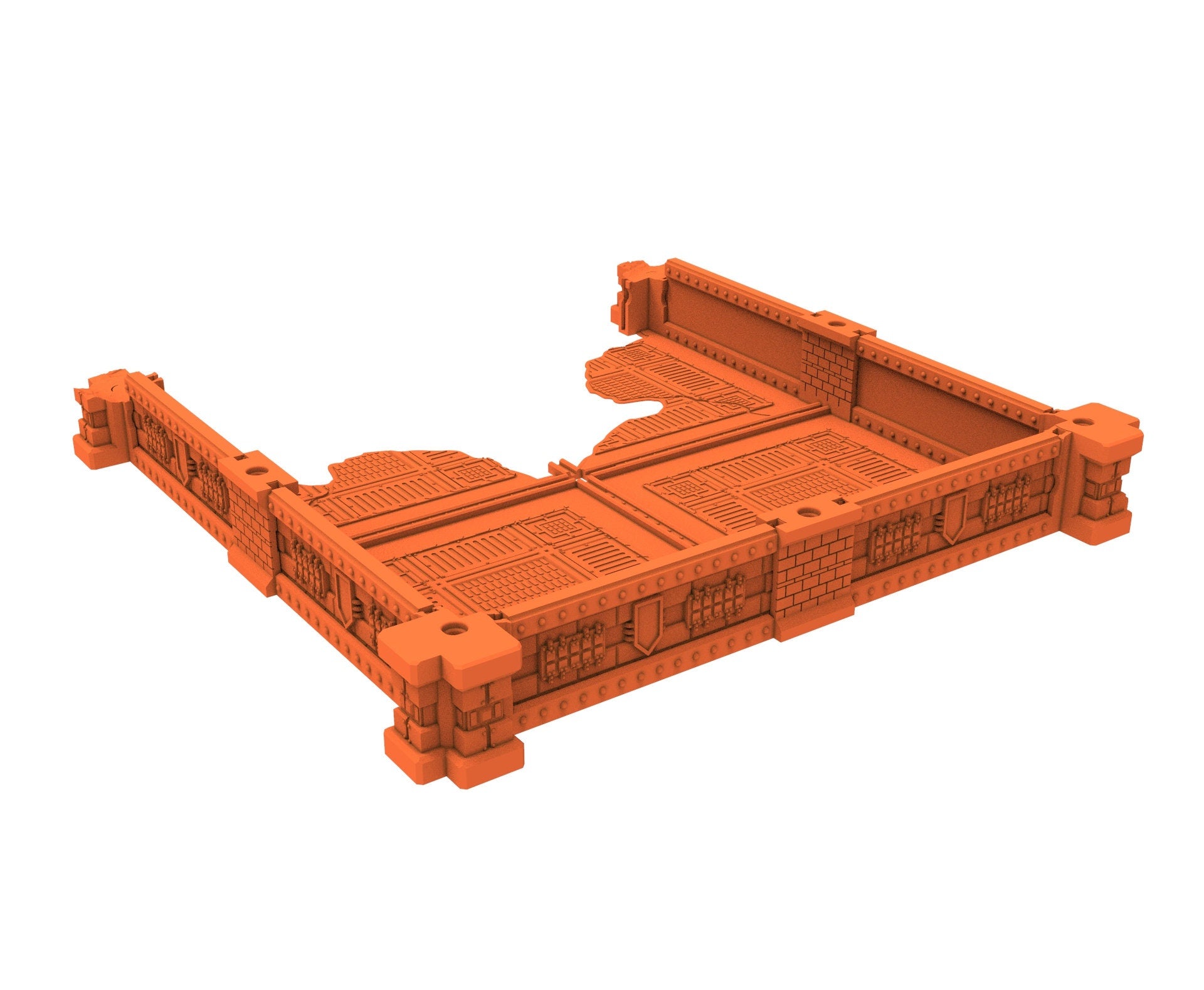 Industrial Ruined building printed in PLA and resin usable for warmachine, Damocles, One Page Rule, Firefight, infinity, scifi wargame...