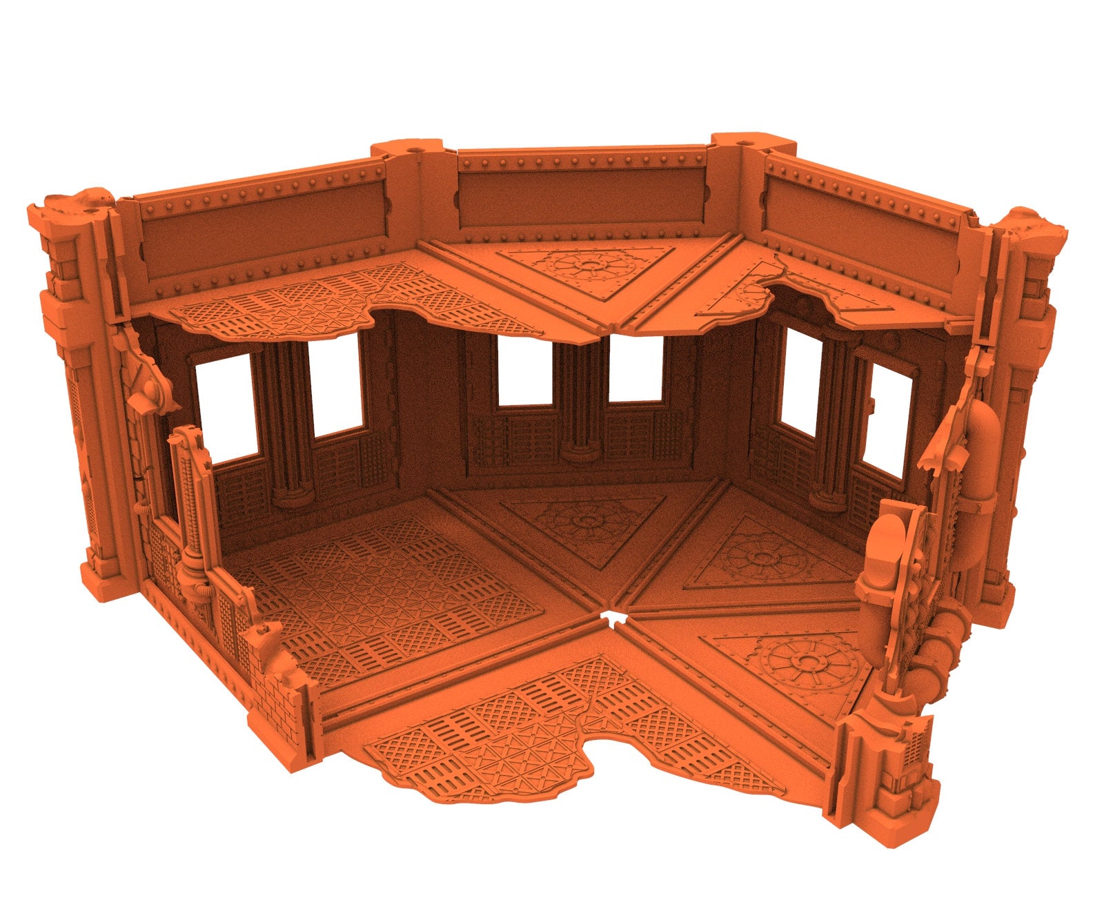 Industrial Ruined building printed in PLA and resin usable for warmachine, Damocles, One Page Rule, Firefight, infinity, scifi wargame...