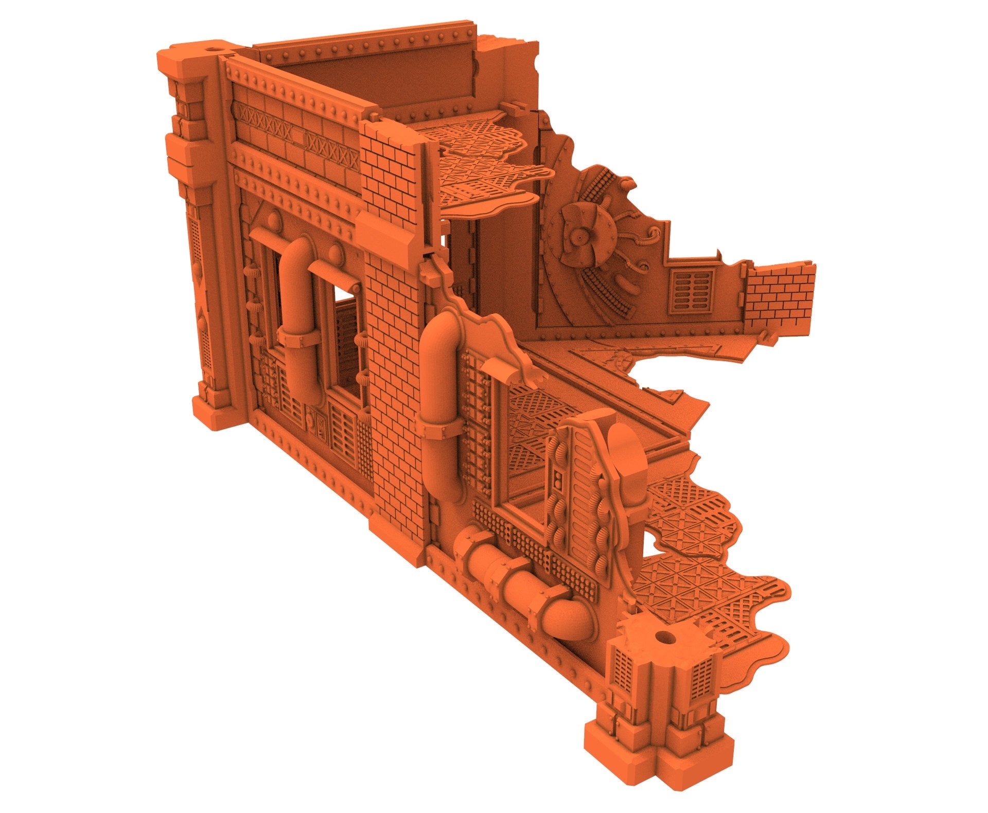 Industrial Ruined building printed in PLA and resin usable for warmachine, Damocles, One Page Rule, Firefight, infinity, scifi wargame...