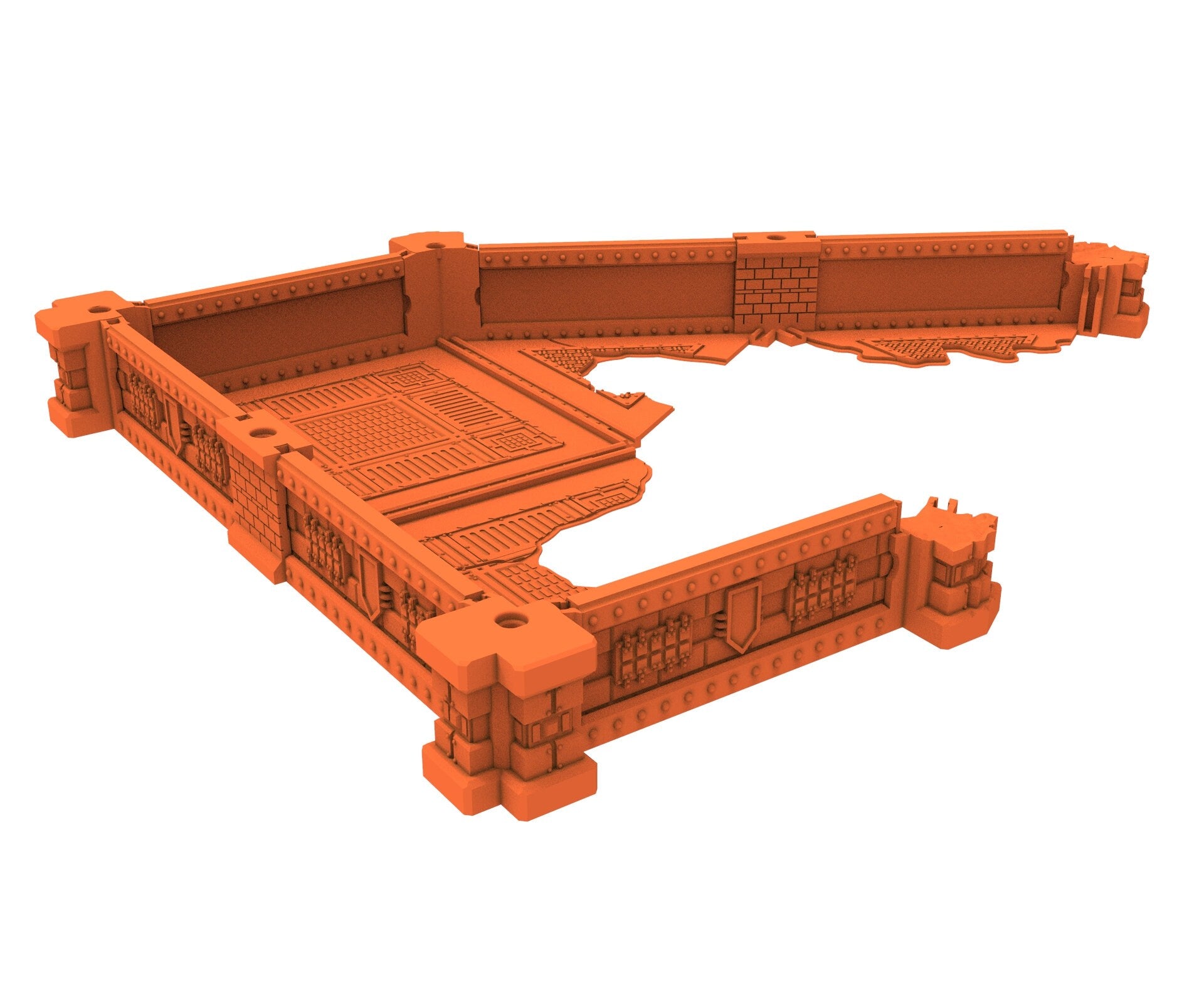 Industrial Ruined building printed in PLA and resin usable for warmachine, Damocles, One Page Rule, Firefight, infinity, scifi wargame...