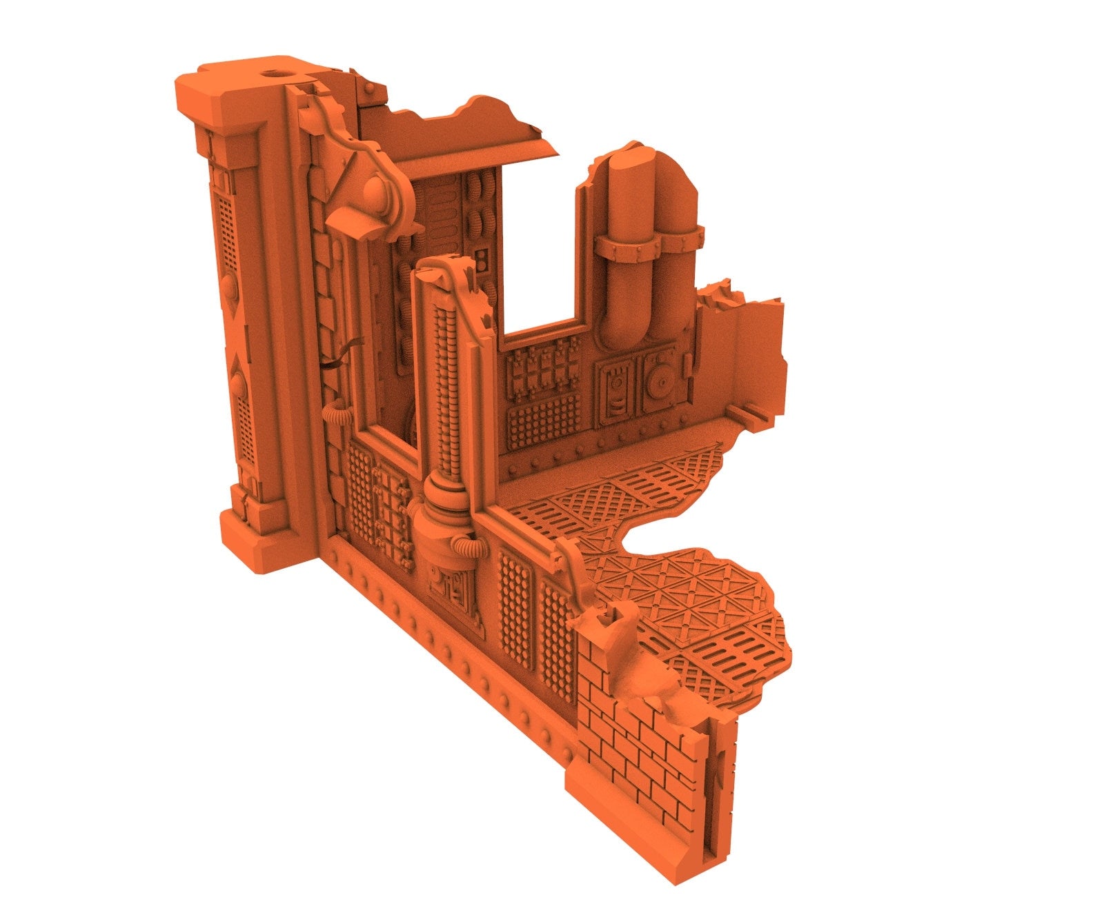 Industrial Ruined building printed in PLA and resin usable for warmachine, Damocles, One Page Rule, Firefight, infinity, scifi wargame...