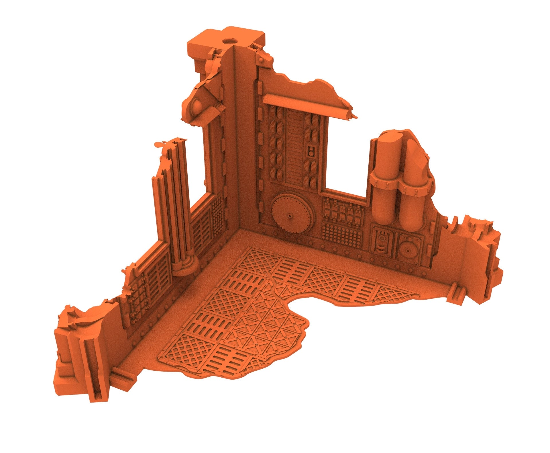 Industrial Ruined building printed in PLA and resin usable for warmachine, Damocles, One Page Rule, Firefight, infinity, scifi wargame...