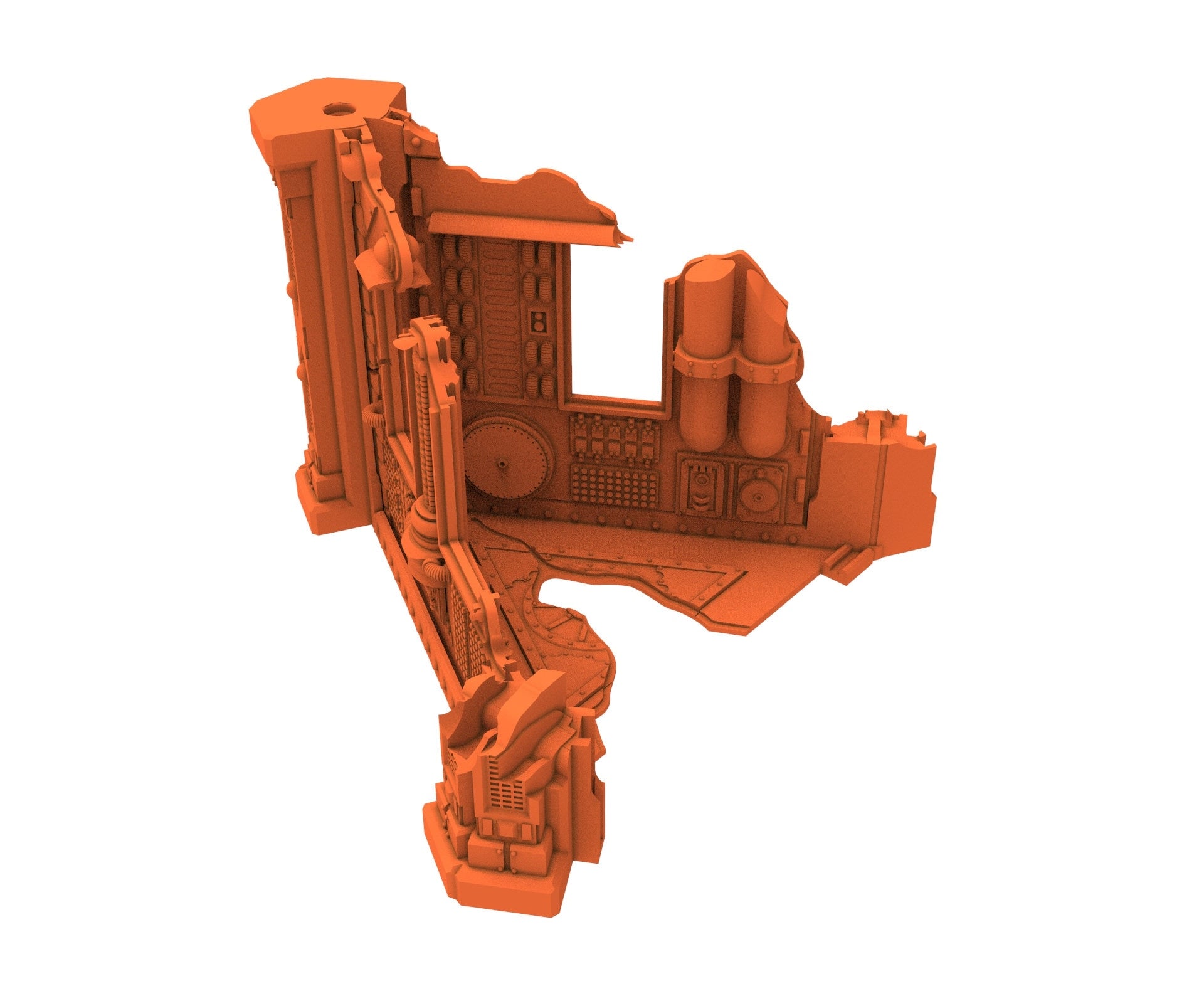 Industrial Ruined building printed in PLA and resin usable for warmachine, Damocles, One Page Rule, Firefight, infinity, scifi wargame...