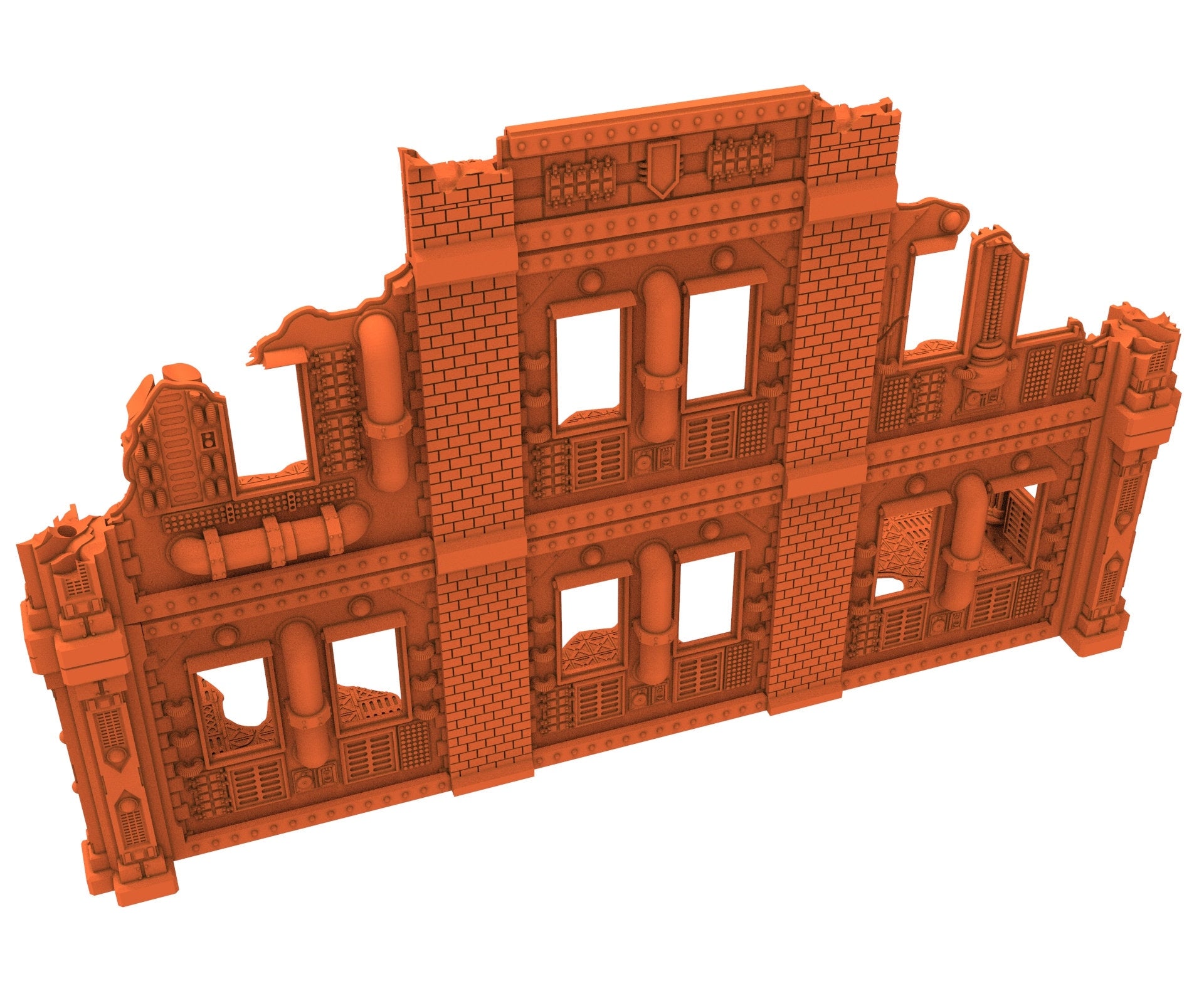 Industrial Ruined building printed in PLA and resin usable for warmachine, Damocles, One Page Rule, Firefight, infinity, scifi wargame...