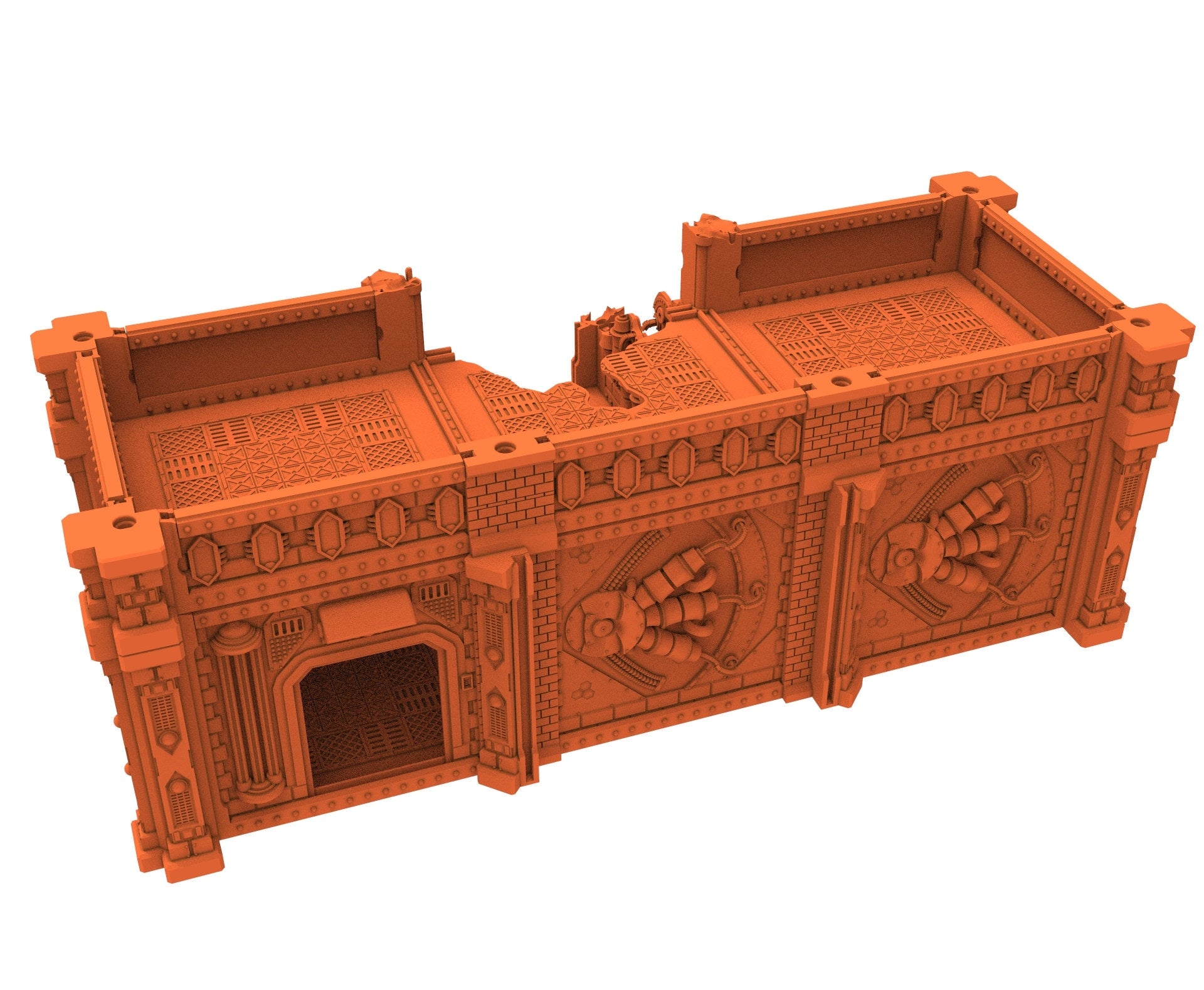 Industrial Ruined building printed in PLA and resin usable for warmachine, Damocles, One Page Rule, Firefight, infinity, scifi wargame...