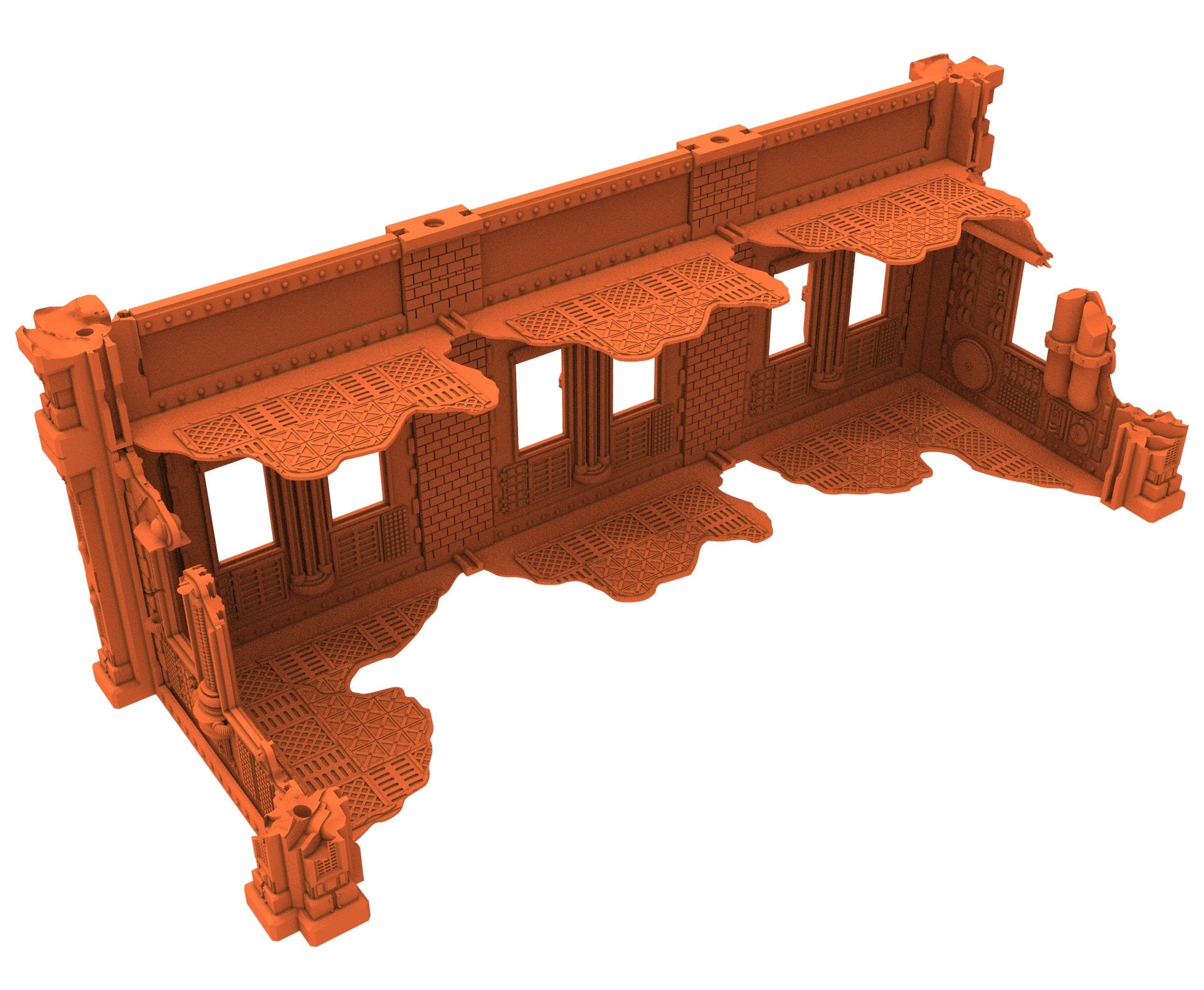 Industrial Ruined building printed in PLA and resin usable for warmachine, Damocles, One Page Rule, Firefight, infinity, scifi wargame...