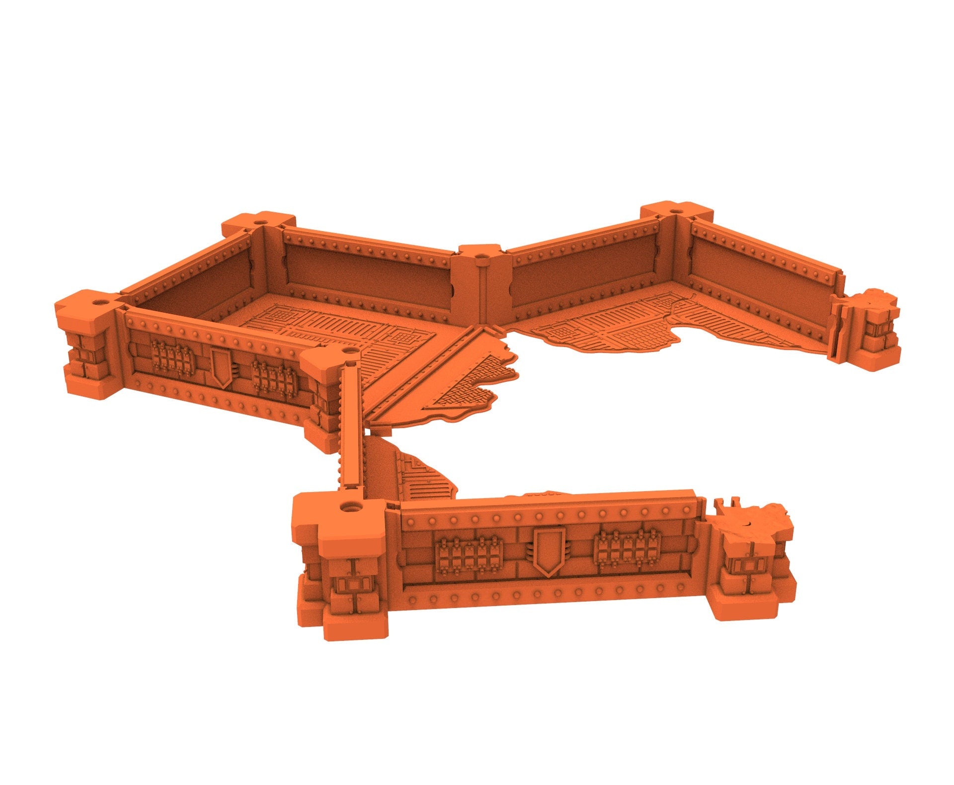 Industrial Ruined building printed in PLA and resin usable for warmachine, Damocles, One Page Rule, Firefight, infinity, scifi wargame...