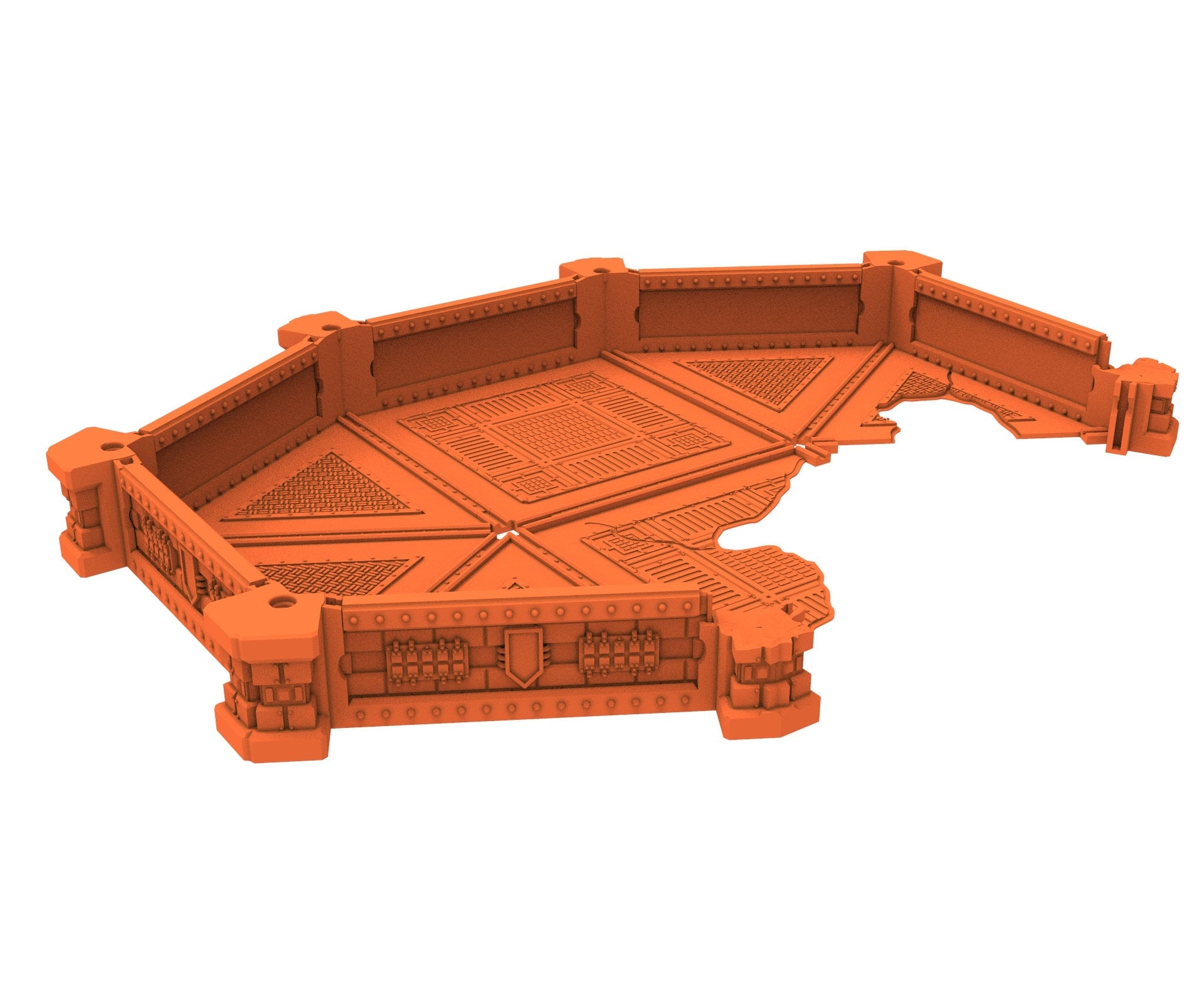 Industrial Ruined building printed in PLA and resin usable for warmachine, Damocles, One Page Rule, Firefight, infinity, scifi wargame...