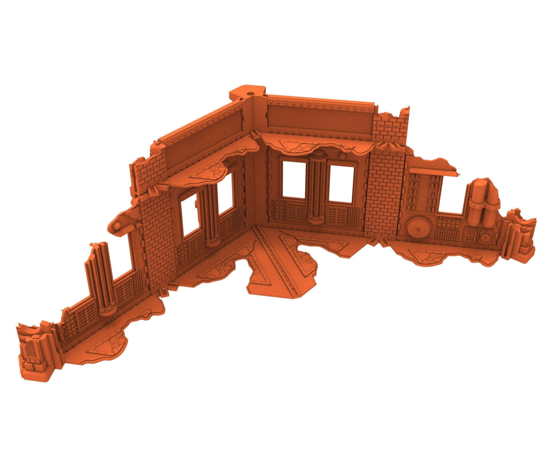 Industrial Ruined building printed in PLA and resin usable for warmachine, Damocles, One Page Rule, Firefight, infinity, scifi wargame...