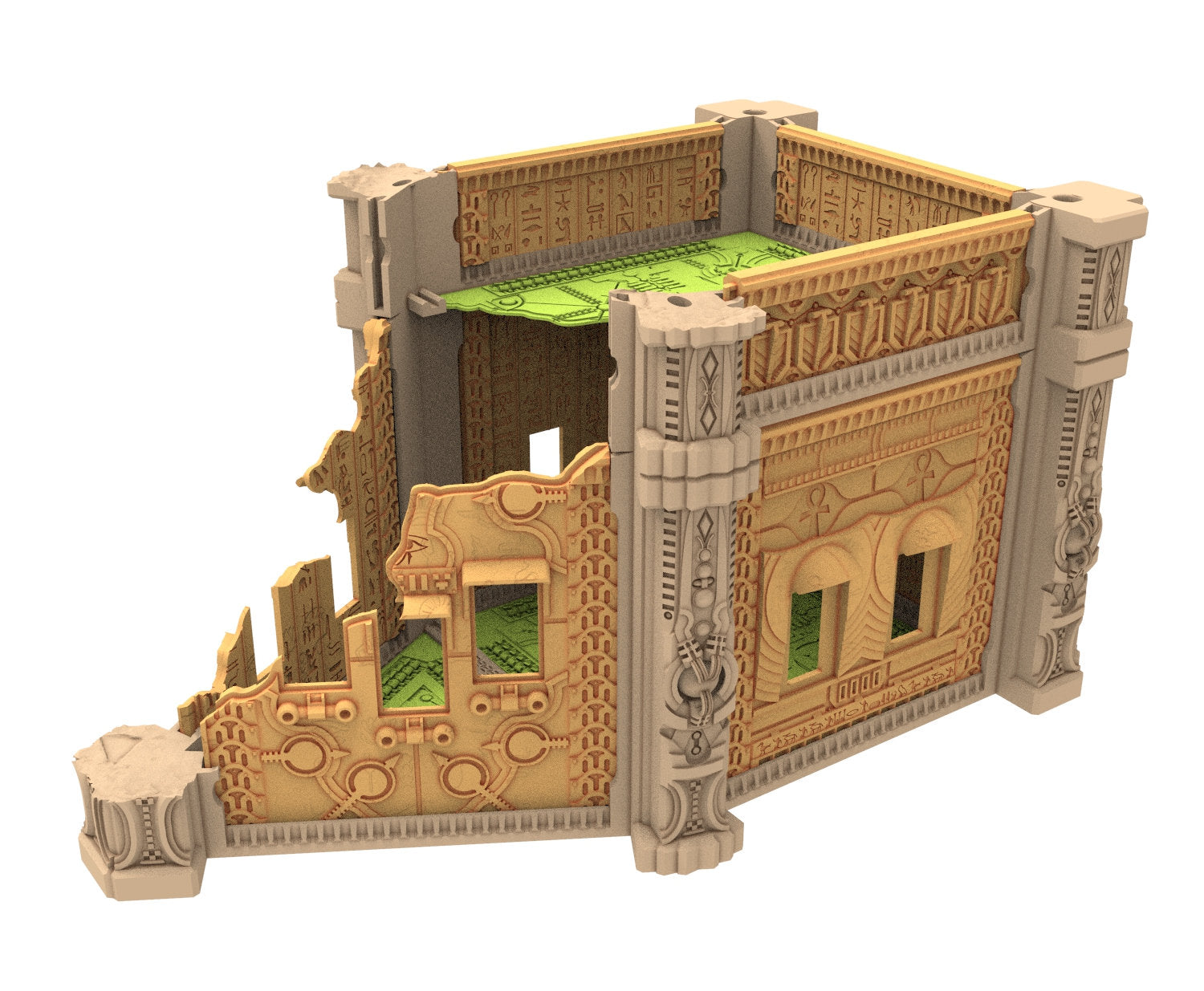 Cinan Haven Ruined building printed in PLA and resin usable for warmachine, Damocles, One Page Rule, Firefight, infinity, scifi wargame...