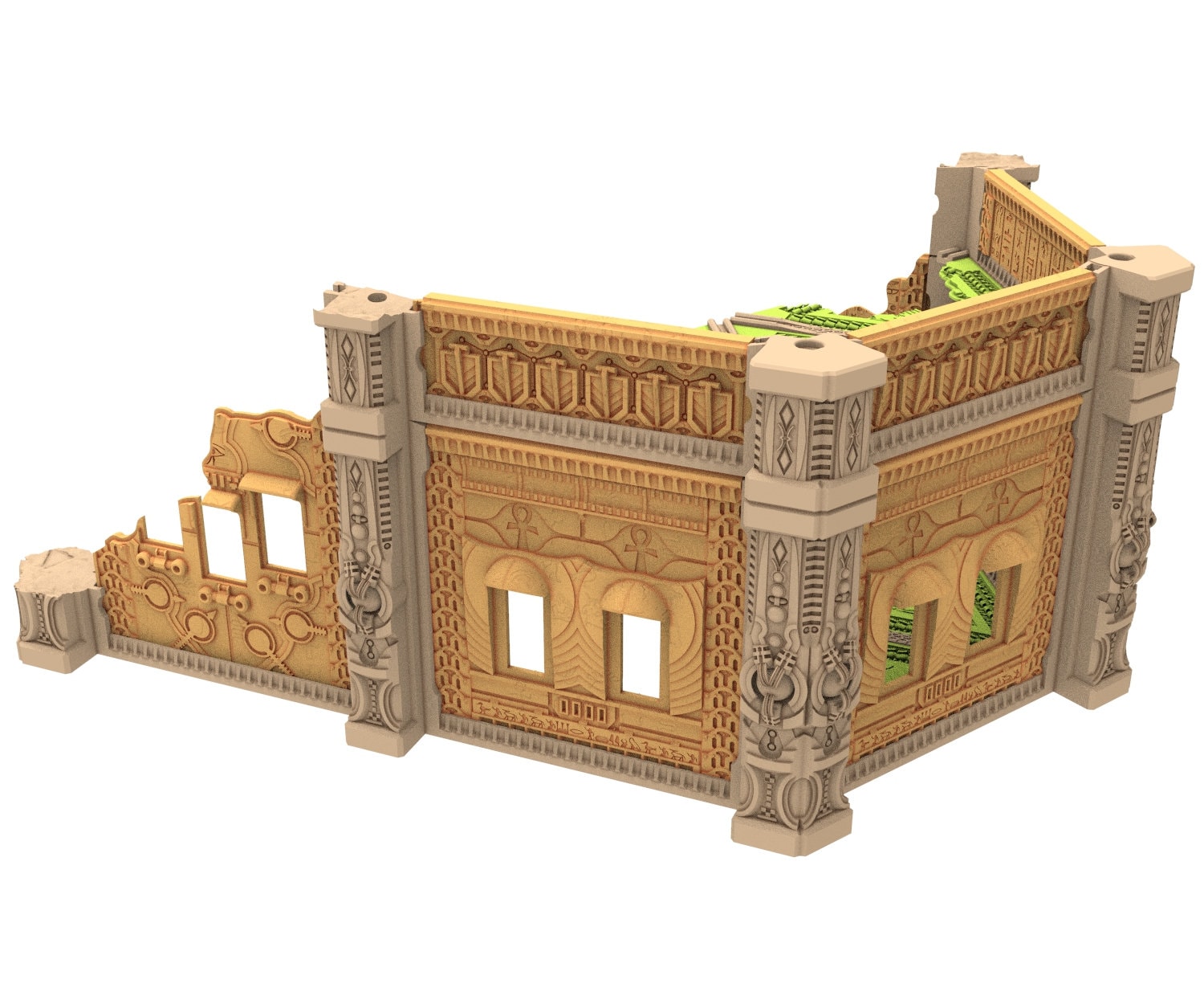 Cinan Haven Ruined building printed in PLA and resin usable for warmachine, Damocles, One Page Rule, Firefight, infinity, scifi wargame...