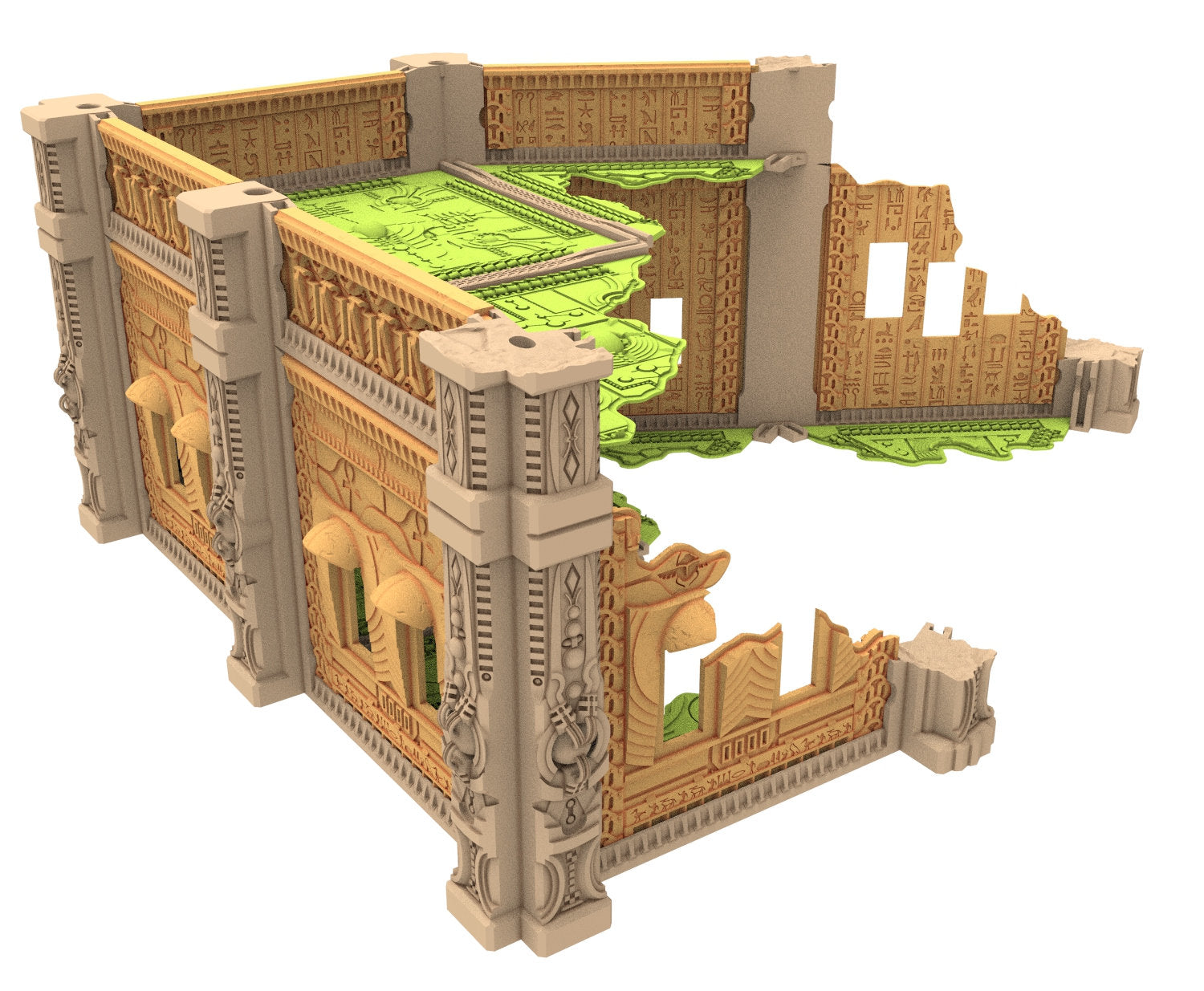 Cinan Haven Ruined building printed in PLA and resin usable for warmachine, Damocles, One Page Rule, Firefight, infinity, scifi wargame...