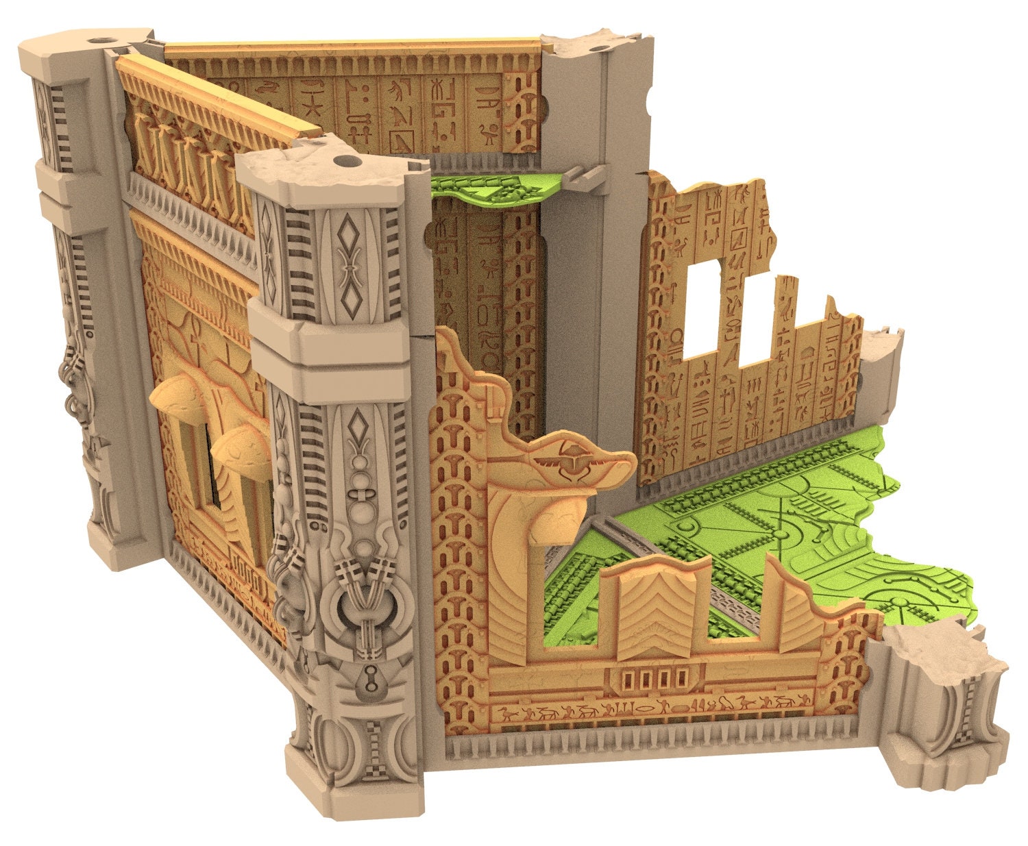 Cinan Haven Ruined building printed in PLA and resin usable for warmachine, Damocles, One Page Rule, Firefight, infinity, scifi wargame...