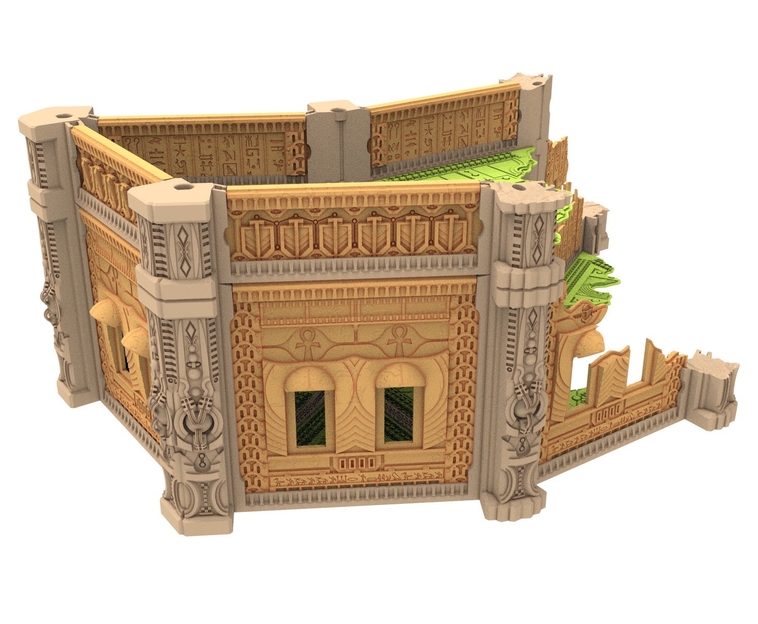 Cinan Haven Ruined building printed in PLA and resin usable for warmachine, Damocles, One Page Rule, Firefight, infinity, scifi wargame...