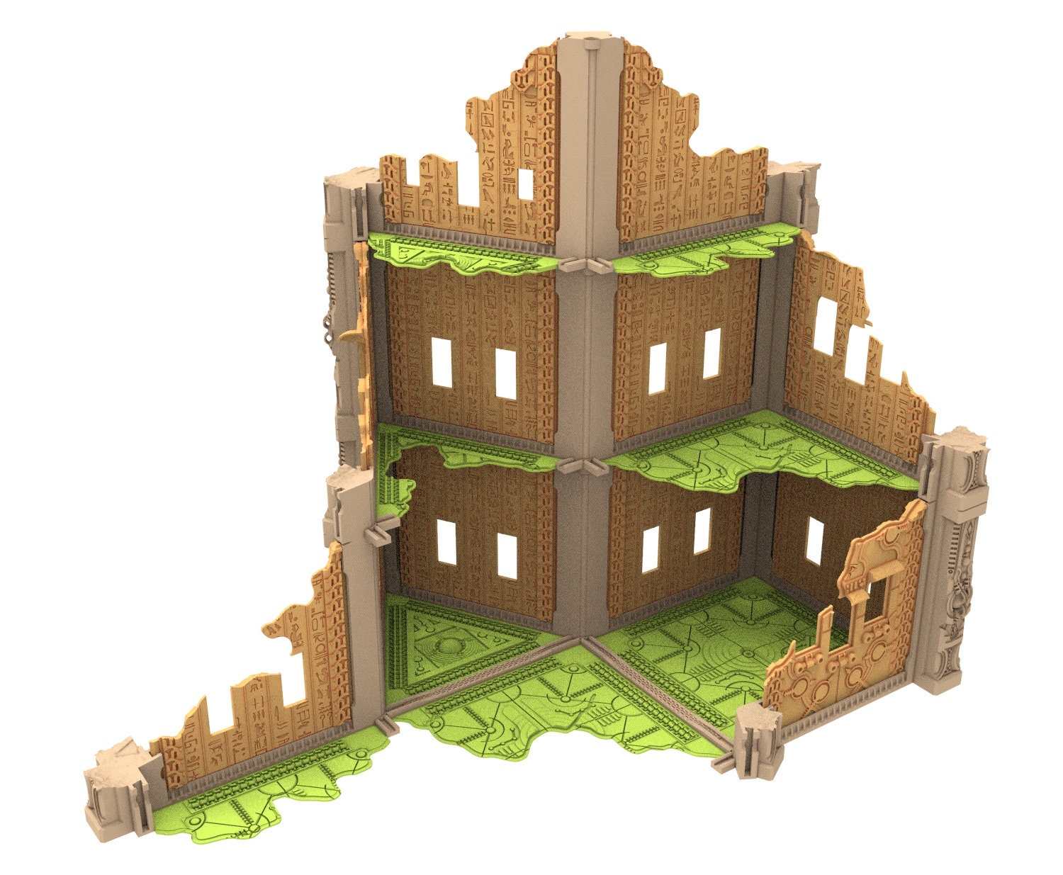 Cinan Haven Ruined building printed in PLA and resin usable for warmachine, Damocles, One Page Rule, Firefight, infinity, scifi wargame...