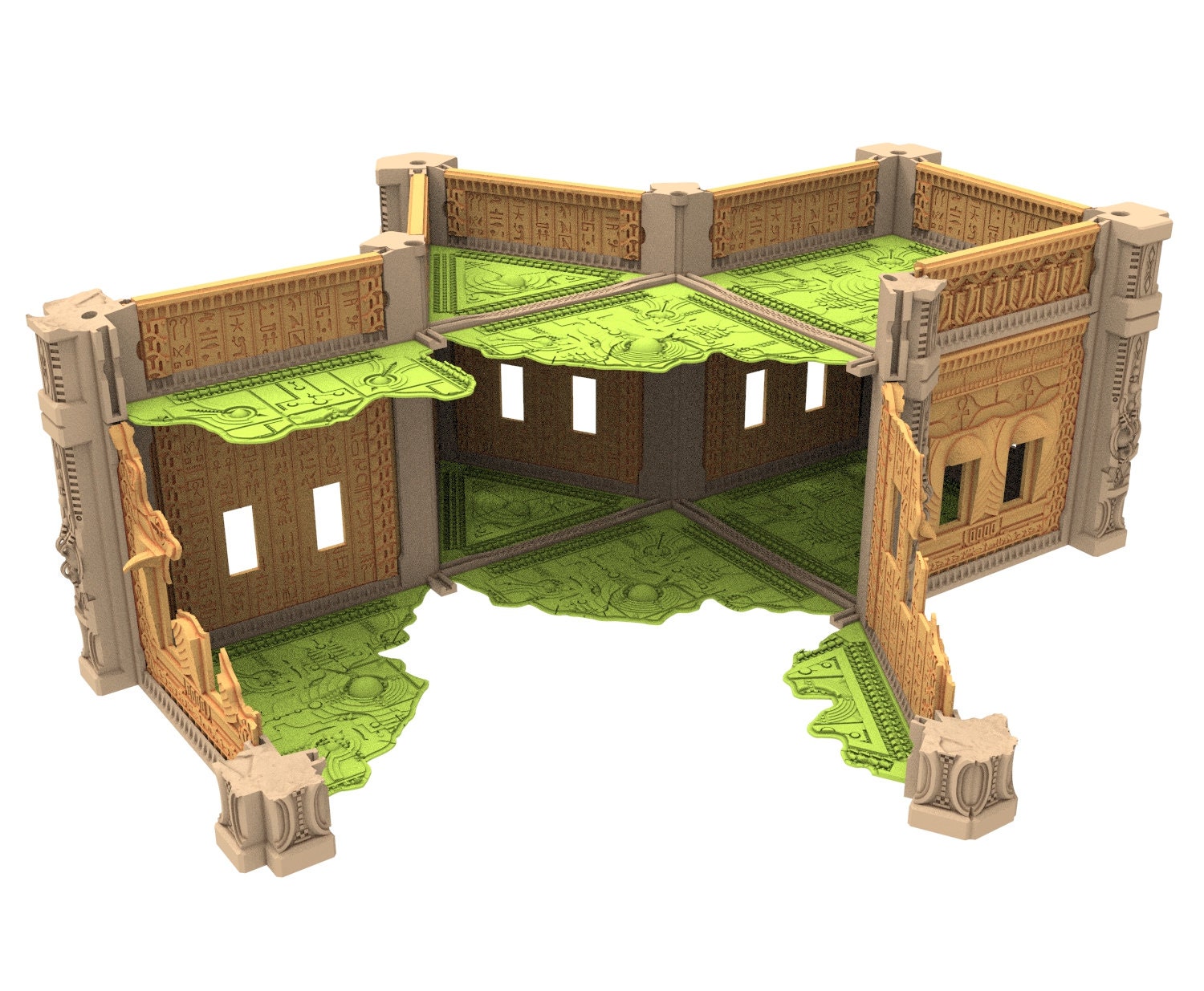 Cinan Haven Ruined building printed in PLA and resin usable for warmachine, Damocles, One Page Rule, Firefight, infinity, scifi wargame...