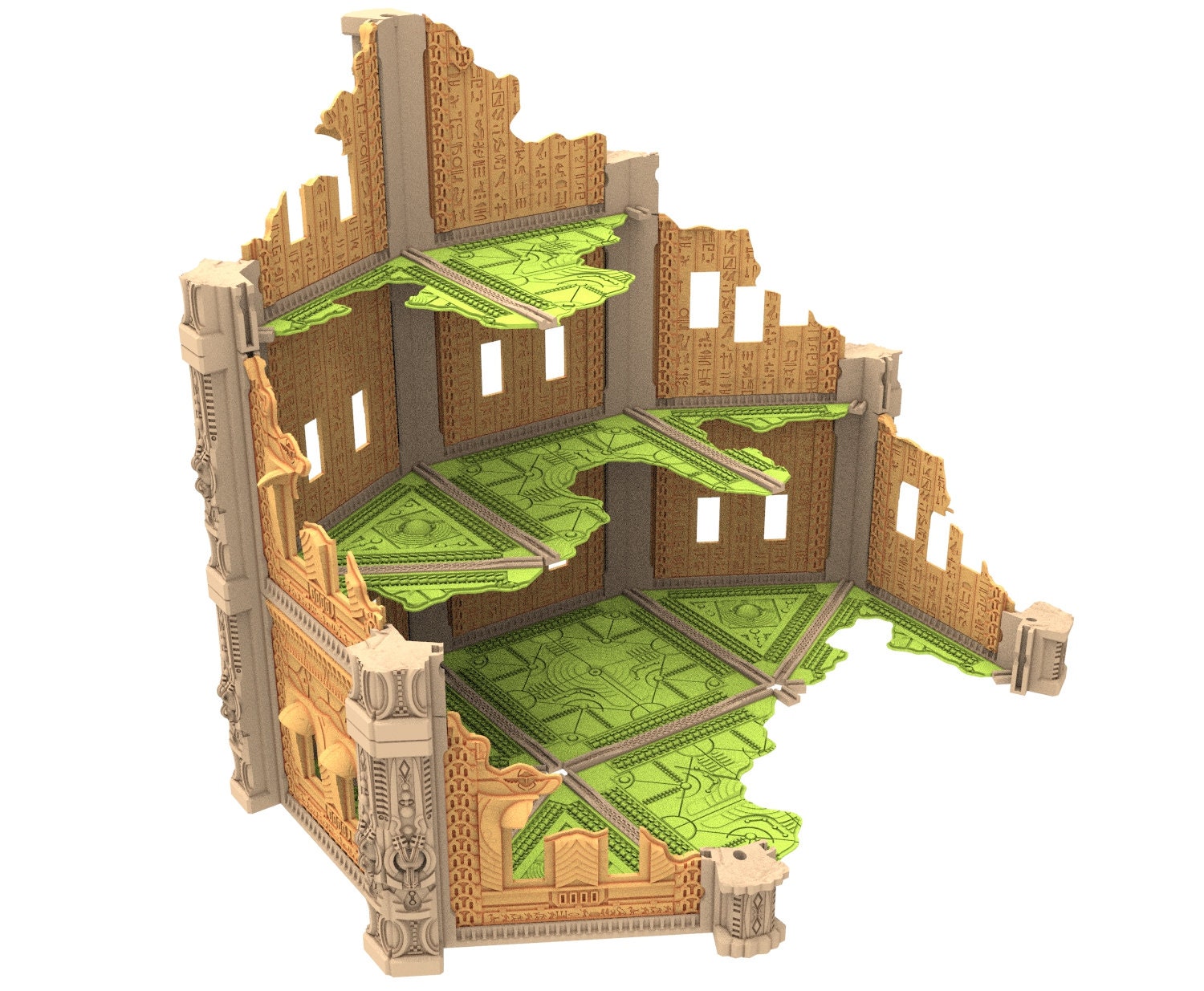 Cinan Haven Ruined building printed in PLA and resin usable for warmachine, Damocles, One Page Rule, Firefight, infinity, scifi wargame...