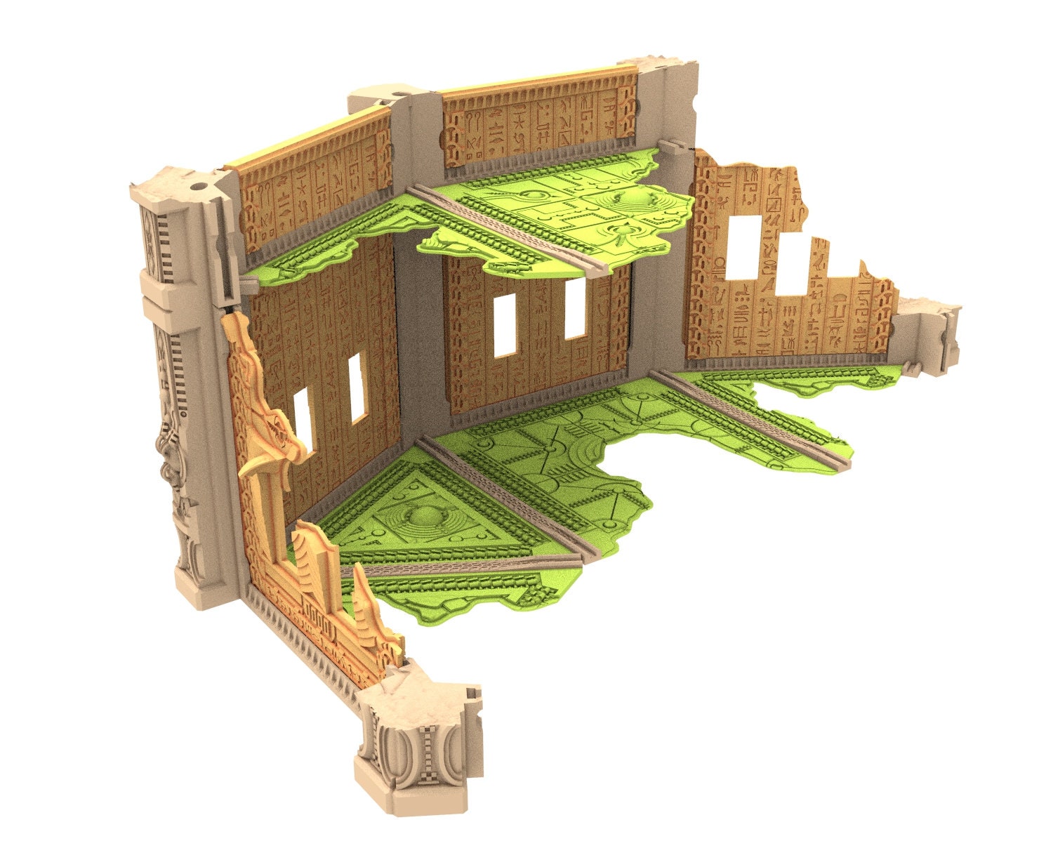 Cinan Haven Ruined building printed in PLA and resin usable for warmachine, Damocles, One Page Rule, Firefight, infinity, scifi wargame...