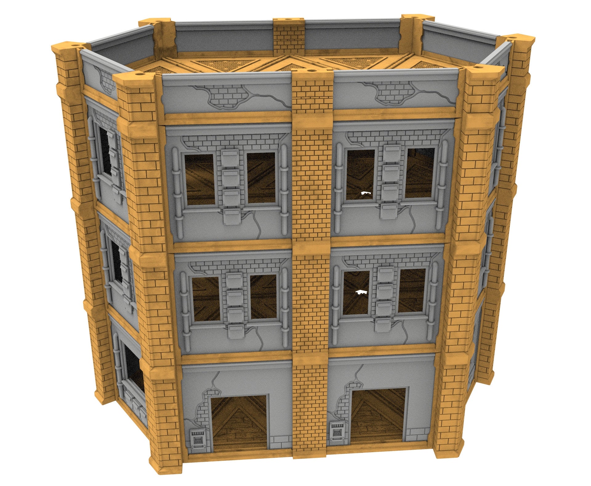 Civilian building printed in PLA and resin usable for warmachine, Damocles, One Page Rule, Firefight, infinity, scifi wargame...