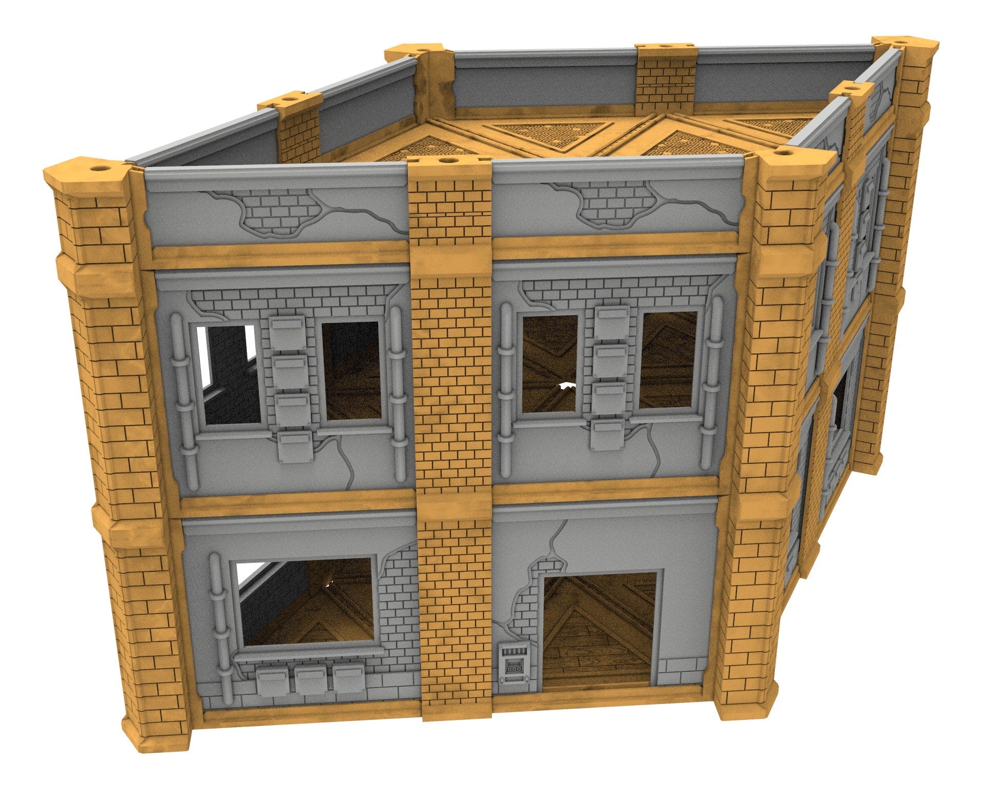 Civilian building printed in PLA and resin usable for warmachine, Damocles, One Page Rule, Firefight, infinity, scifi wargame...