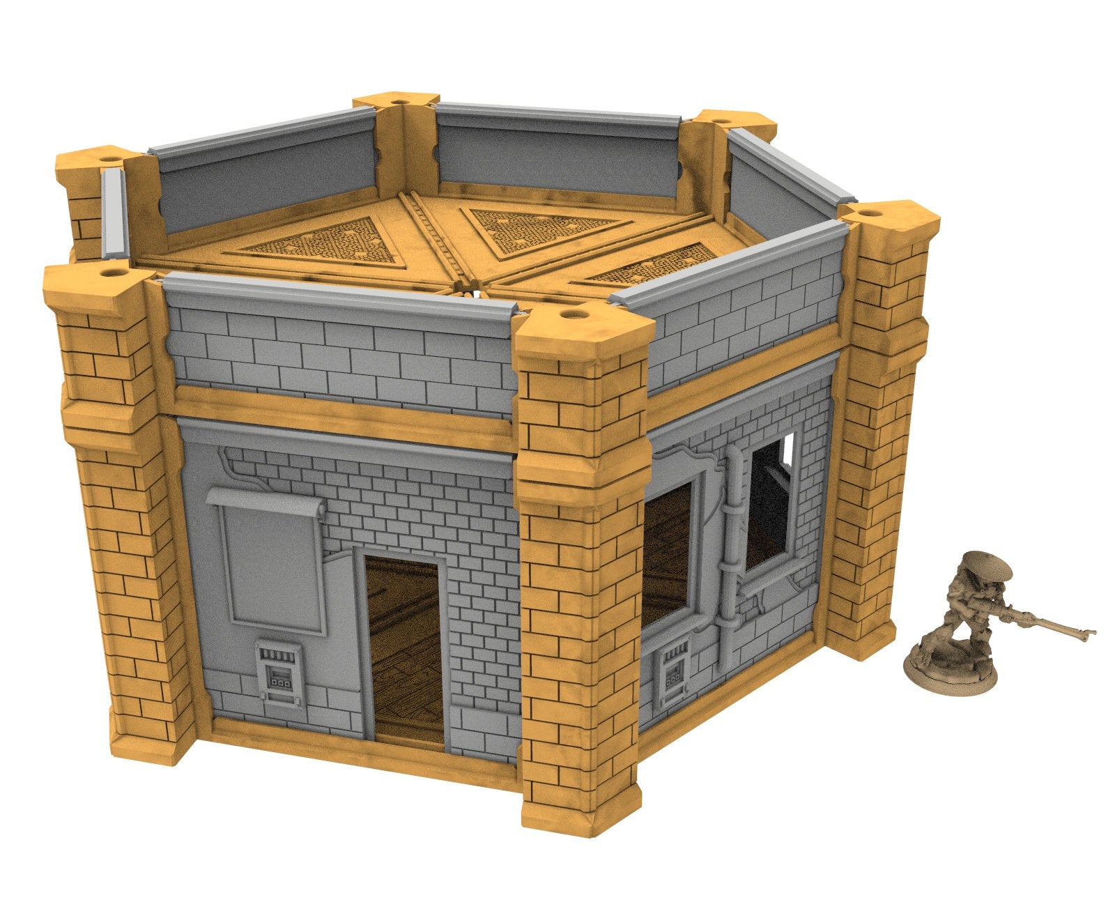 Civilian building printed in PLA and resin usable for warmachine, Damocles, One Page Rule, Firefight, infinity, scifi wargame...