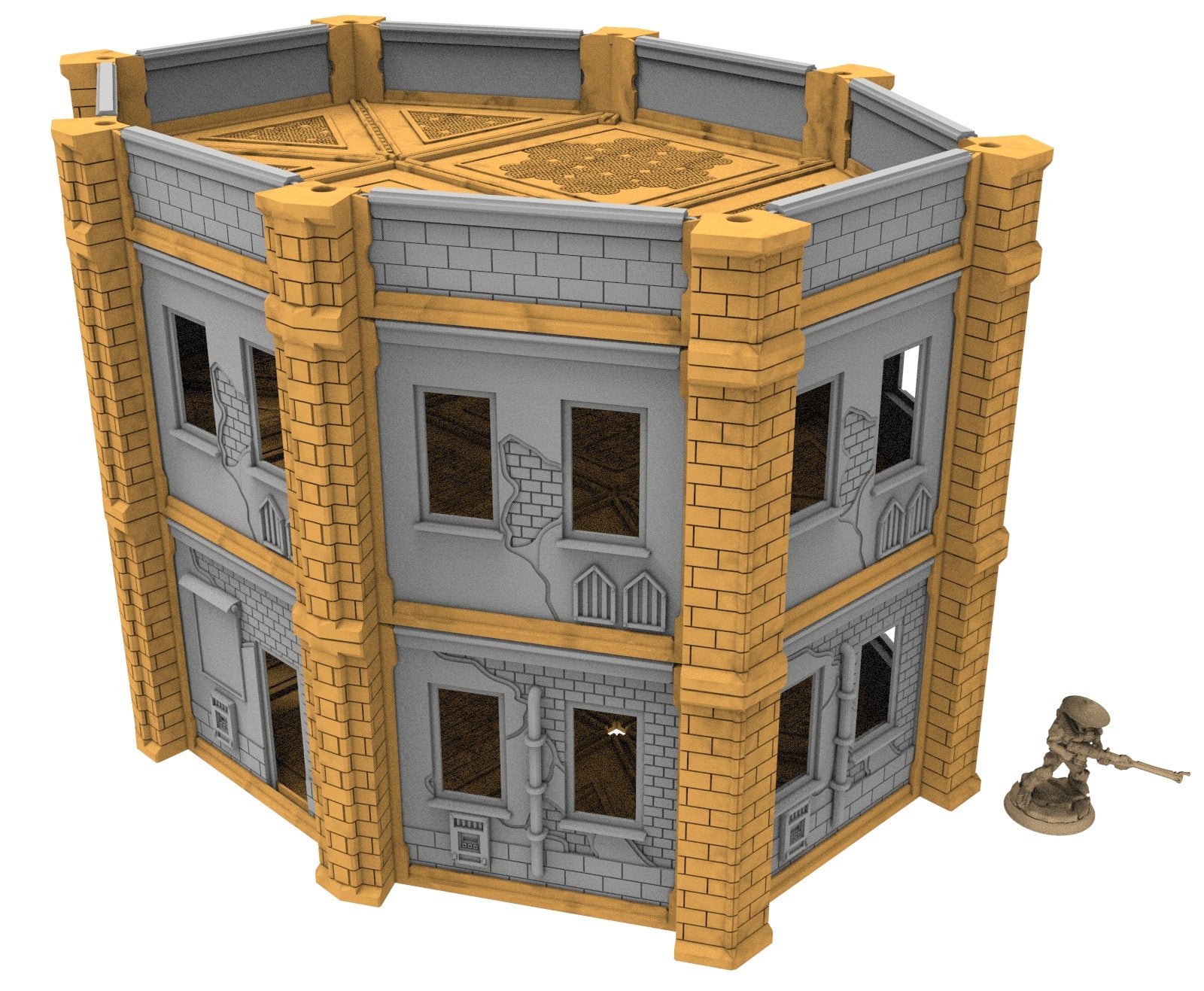 Civilian building printed in PLA and resin usable for warmachine, Damocles, One Page Rule, Firefight, infinity, scifi wargame...