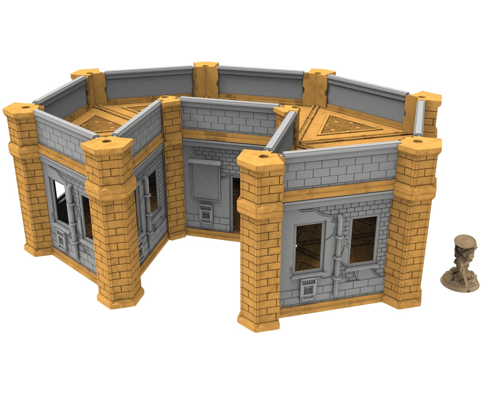 Civilian building printed in PLA and resin usable for warmachine, Damocles, One Page Rule, Firefight, infinity, scifi wargame...