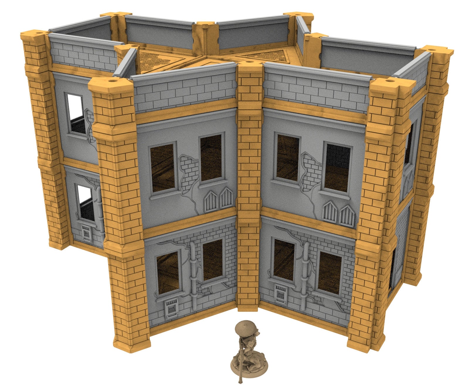 Civilian building printed in PLA and resin usable for warmachine, Damocles, One Page Rule, Firefight, infinity, scifi wargame...