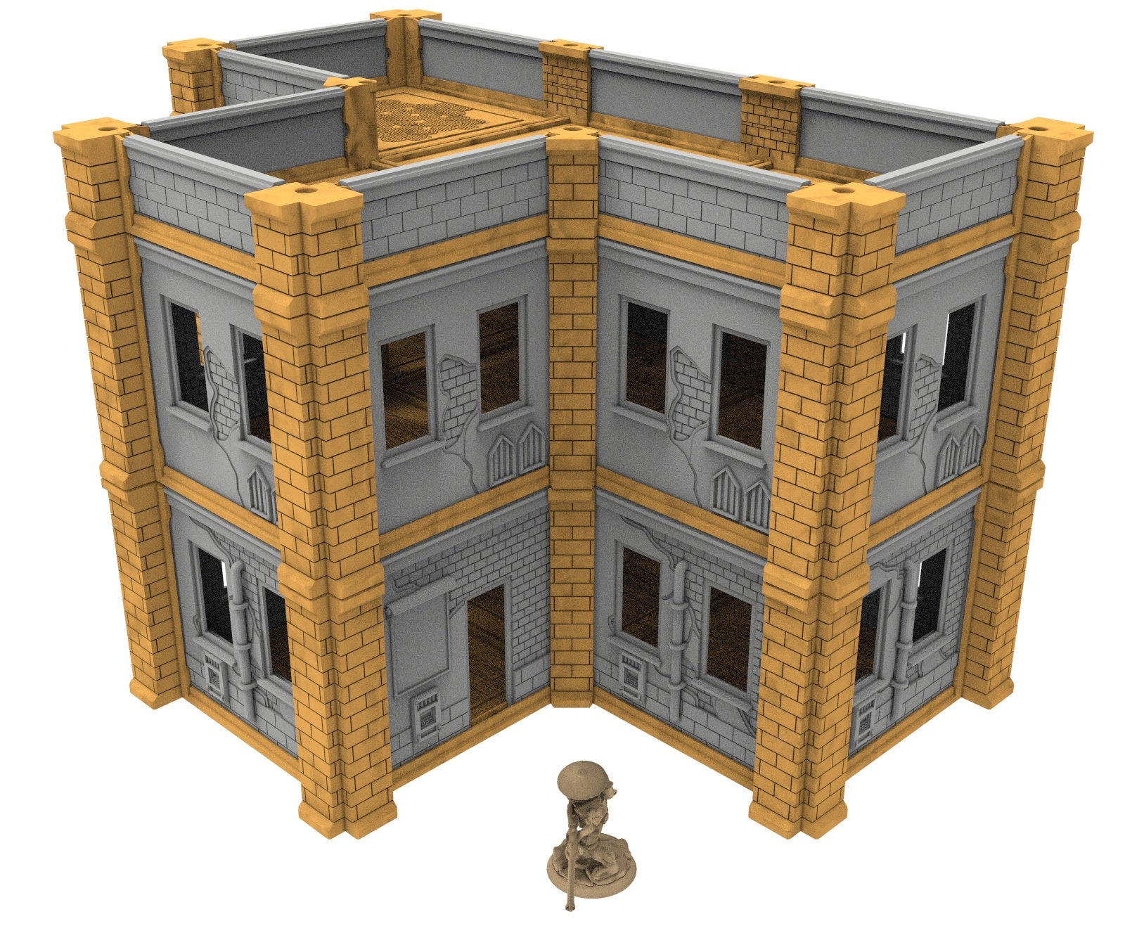 Civilian building printed in PLA and resin usable for warmachine, Damocles, One Page Rule, Firefight, infinity, scifi wargame...